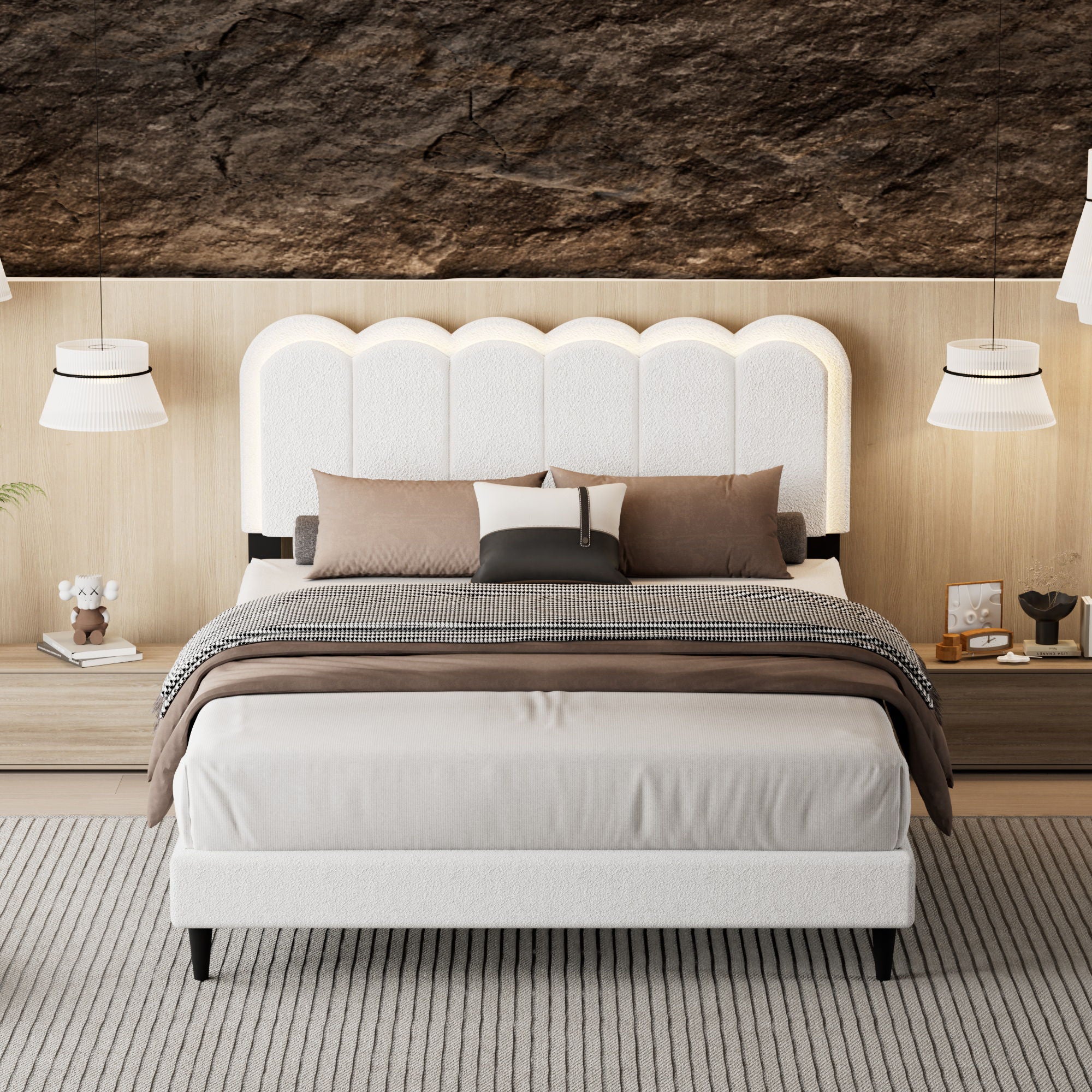 Lambswool Petal Headboard Bed Frame - Image 4