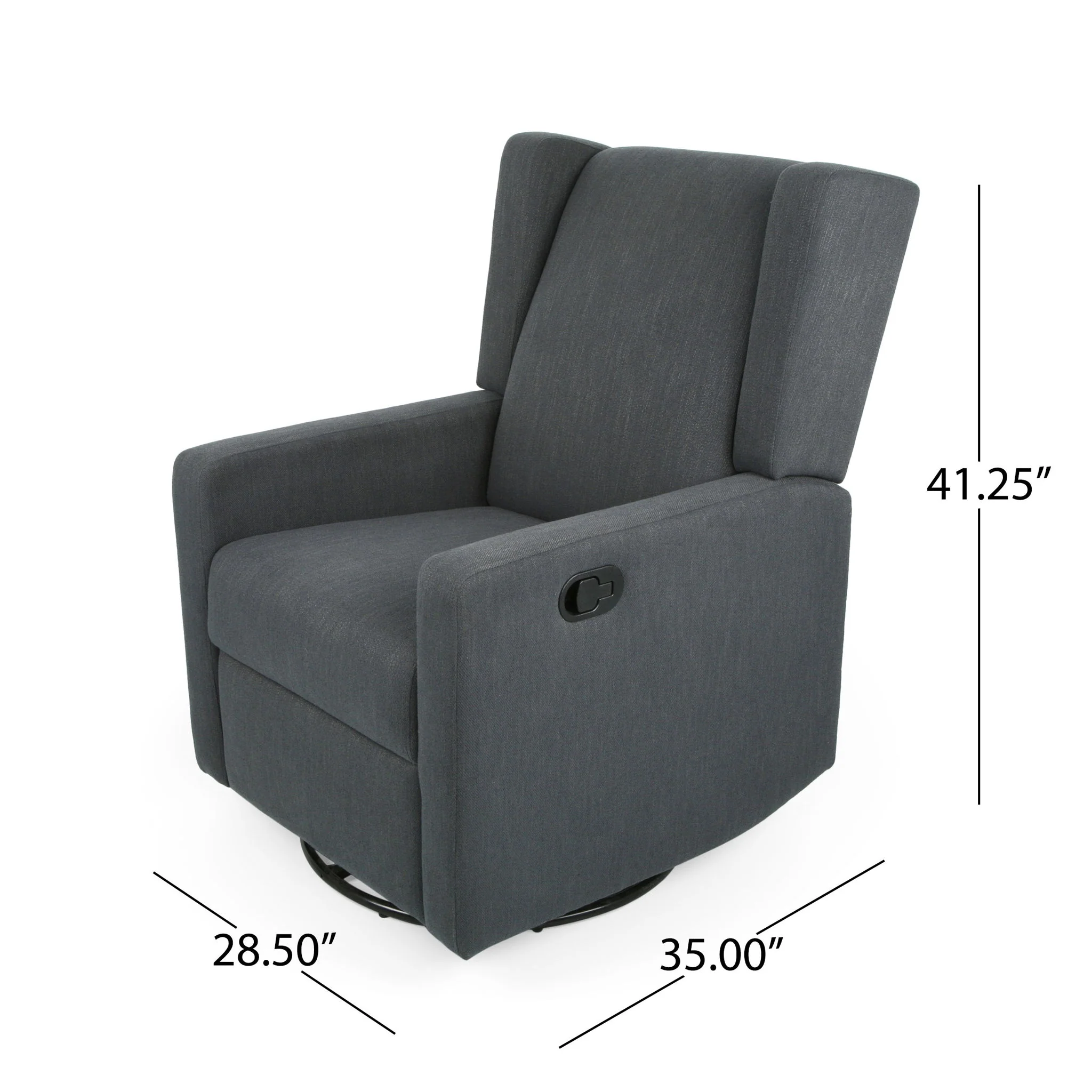 Landau Contemporary Fabric Upholstered Swivel Recliner - Image 9