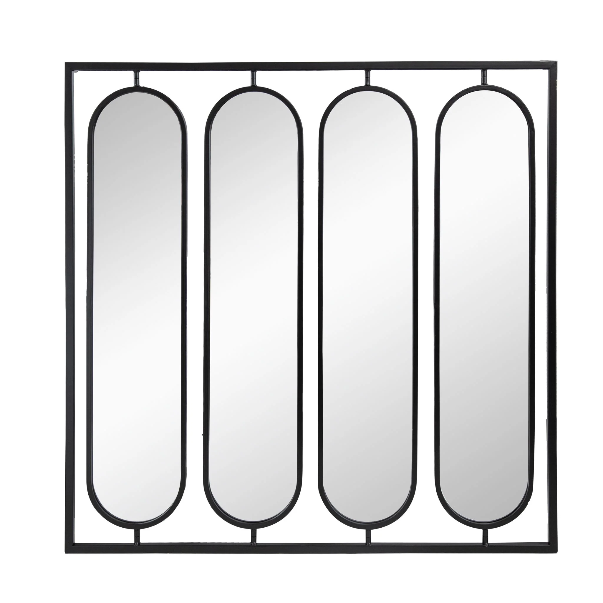 Large 4 Oval Wall Mirror With Square Frame, Home Decor For Living Room, Bedroom, Entryway, Office - Black - Image 3