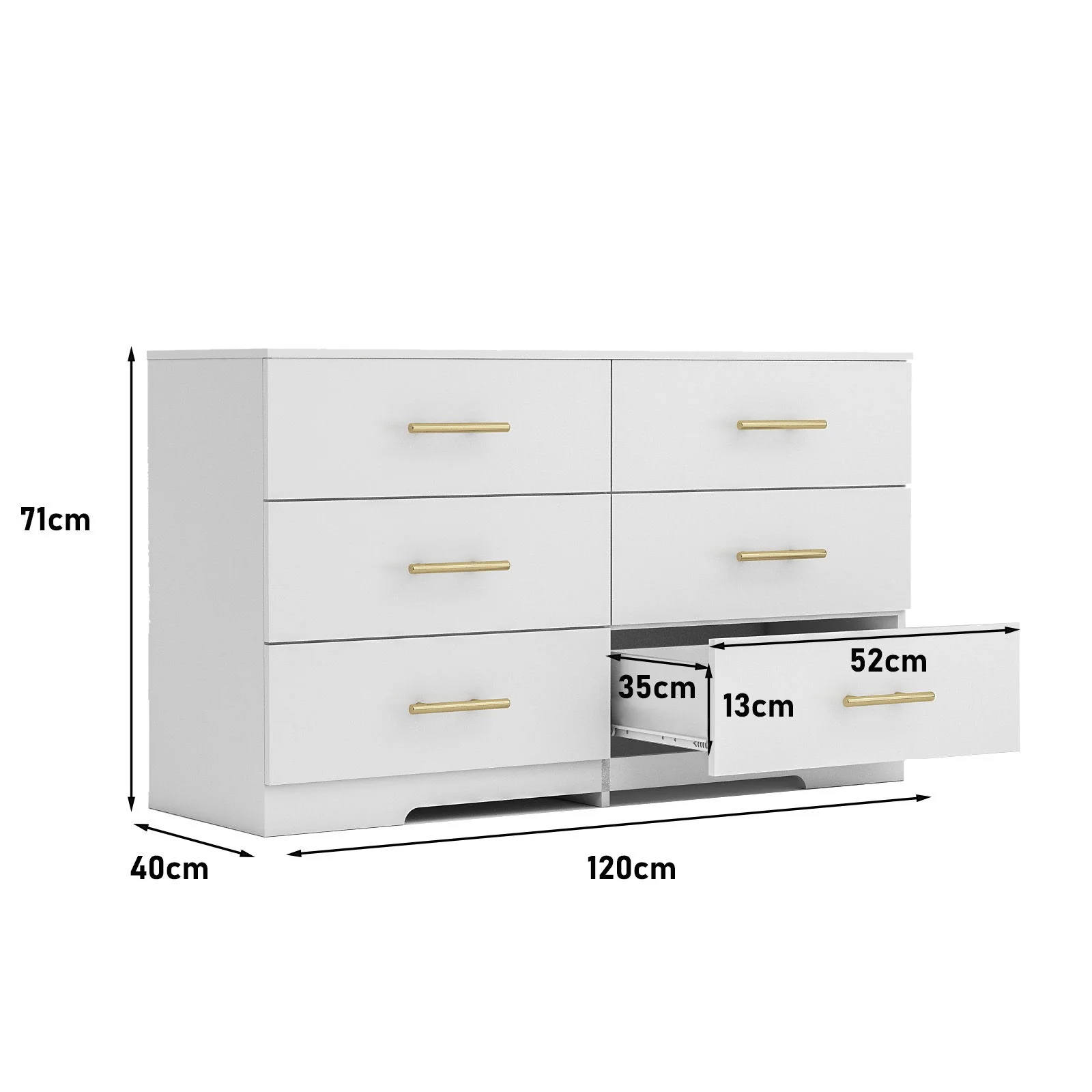 Large 6 Drawers Chest Of Drawer Dressers Table With Handle - Image 11