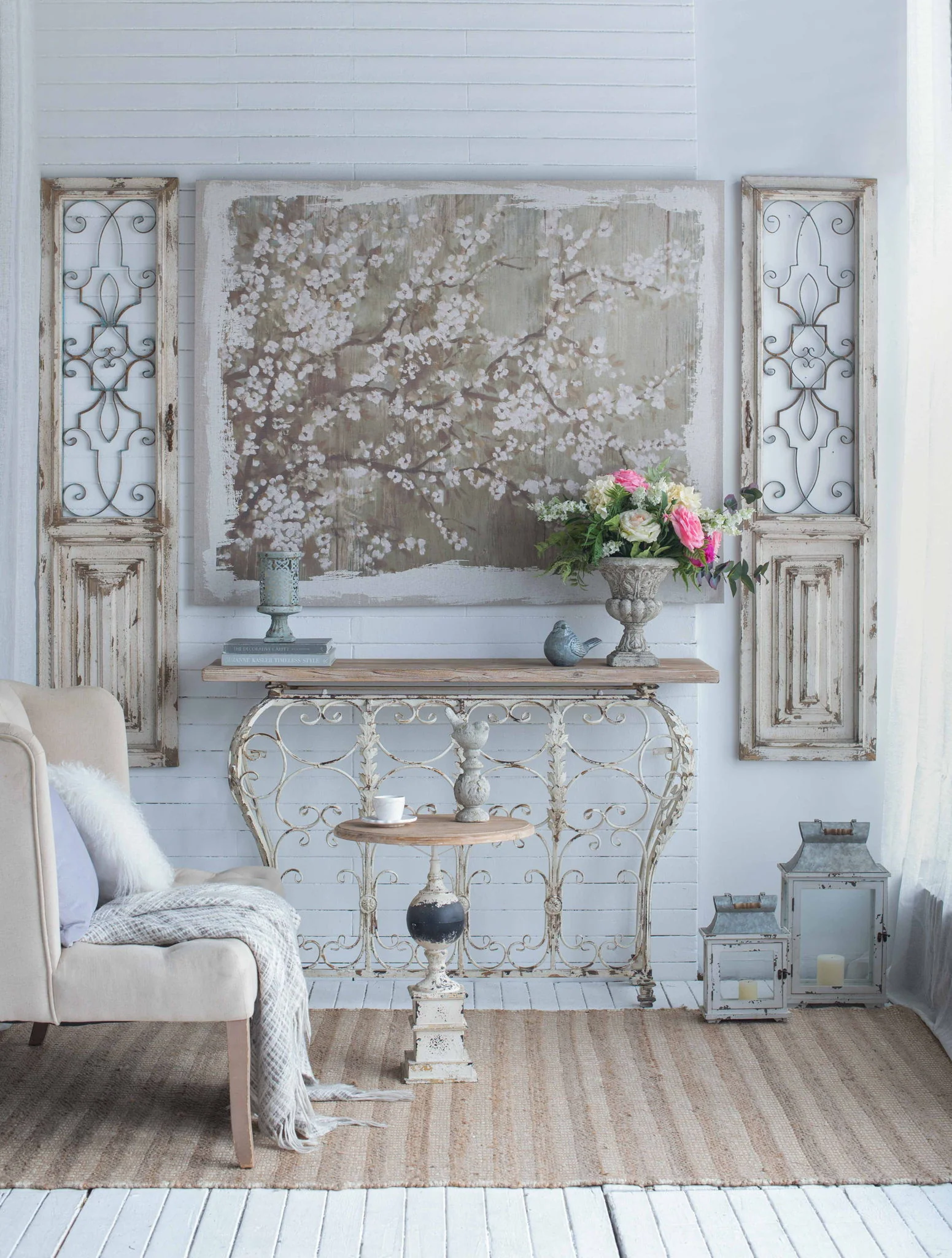 Large Cherry Blossom Canvas Art Print, Home Decor Accent Piece - Gray / White Matte - Image 4