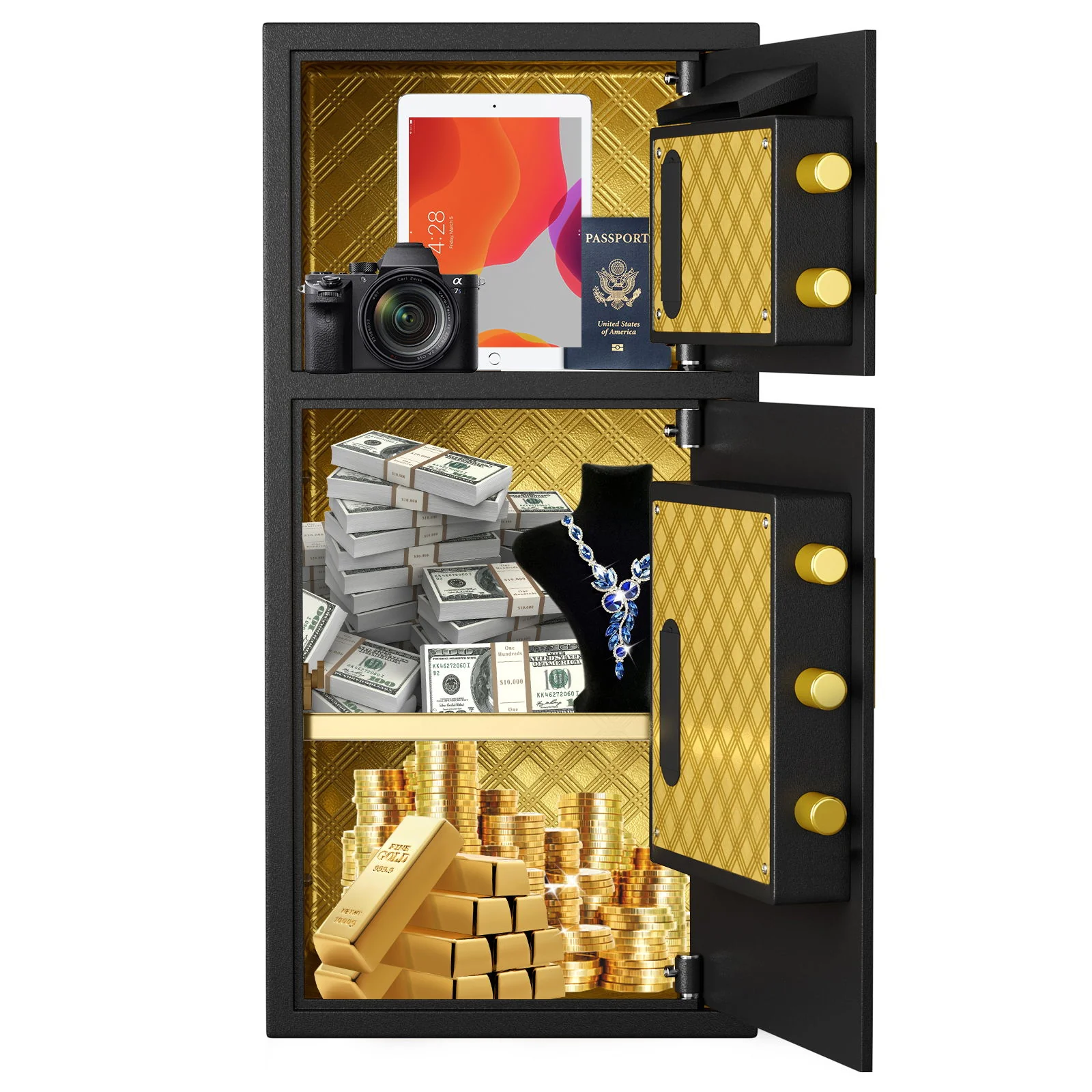 Large Double Door Coin Operated Safe, Digital Security Safe With Fireproof And Waterproof Bag - Image 27