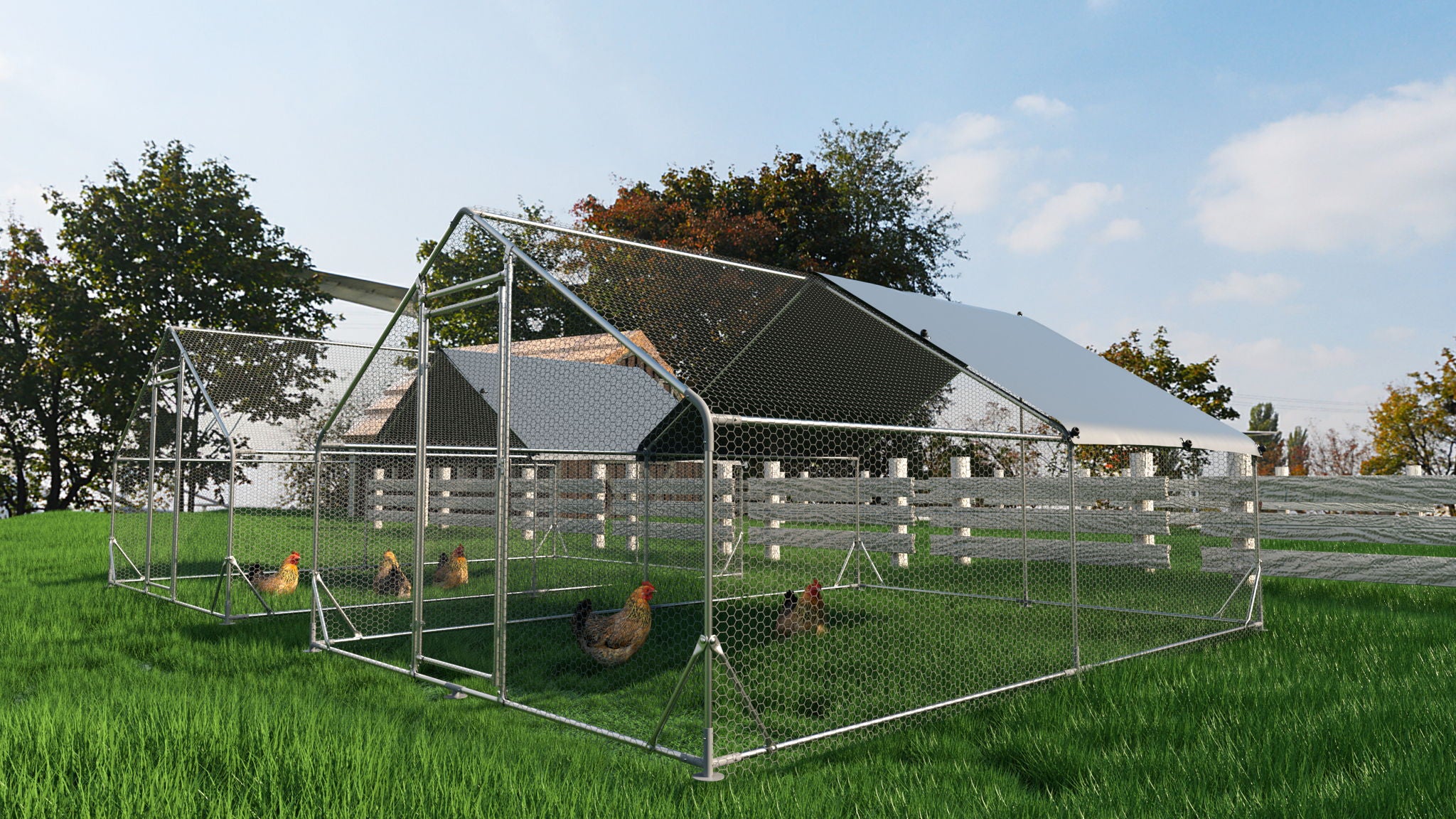 Large Metal Chicken Coop, Walk In Poultry Cage Hen Run House Rabbits Habitat Cage Spire Shaped Coop With Waterproof And Anti Ultraviolet Cover - Image 11