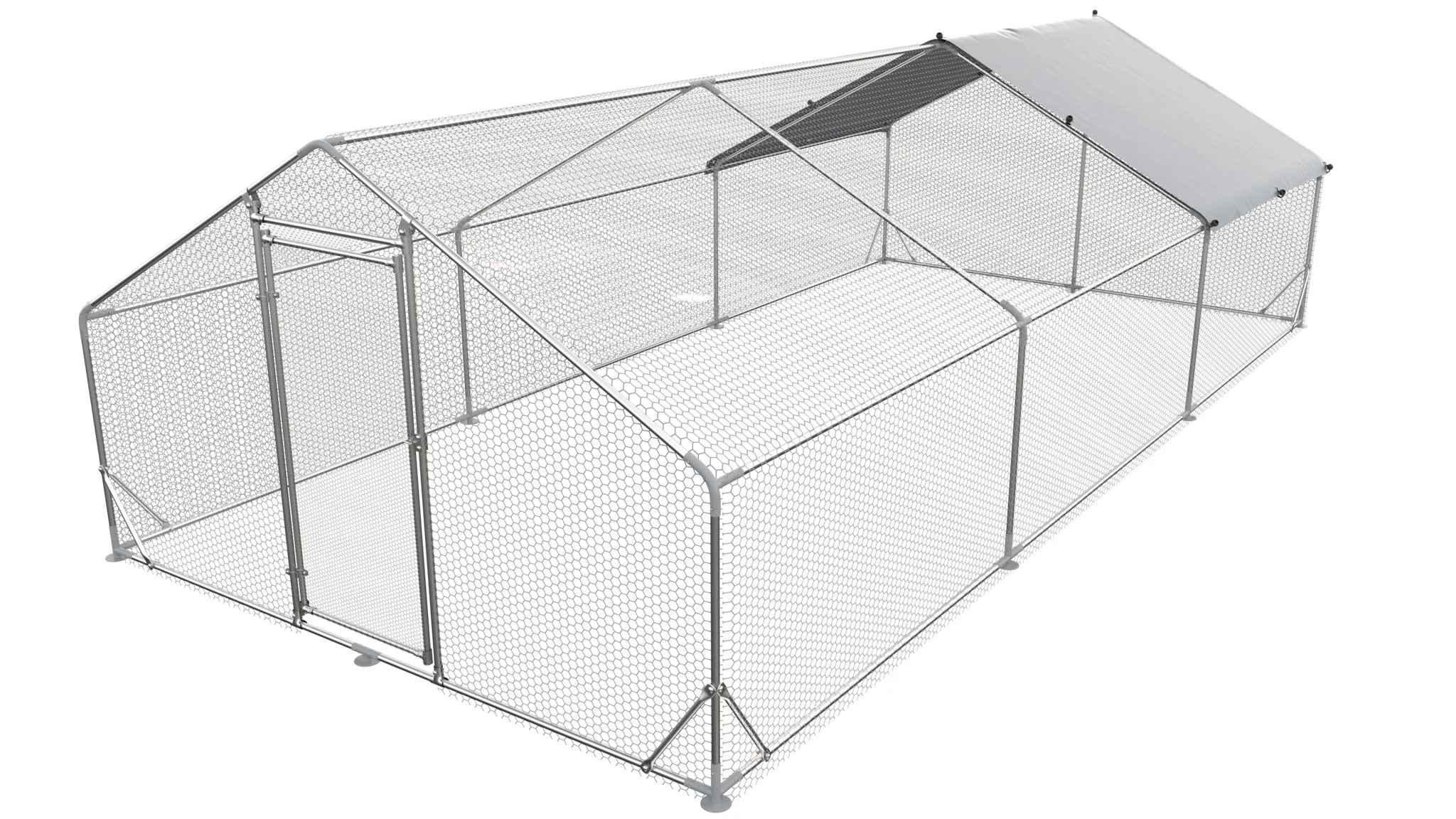 Large Metal Chicken Coop, Walk In Poultry Cage Hen Run House Rabbits Habitat Cage Spire Shaped Coop With Waterproof And Anti Ultraviolet Cover - Image 2
