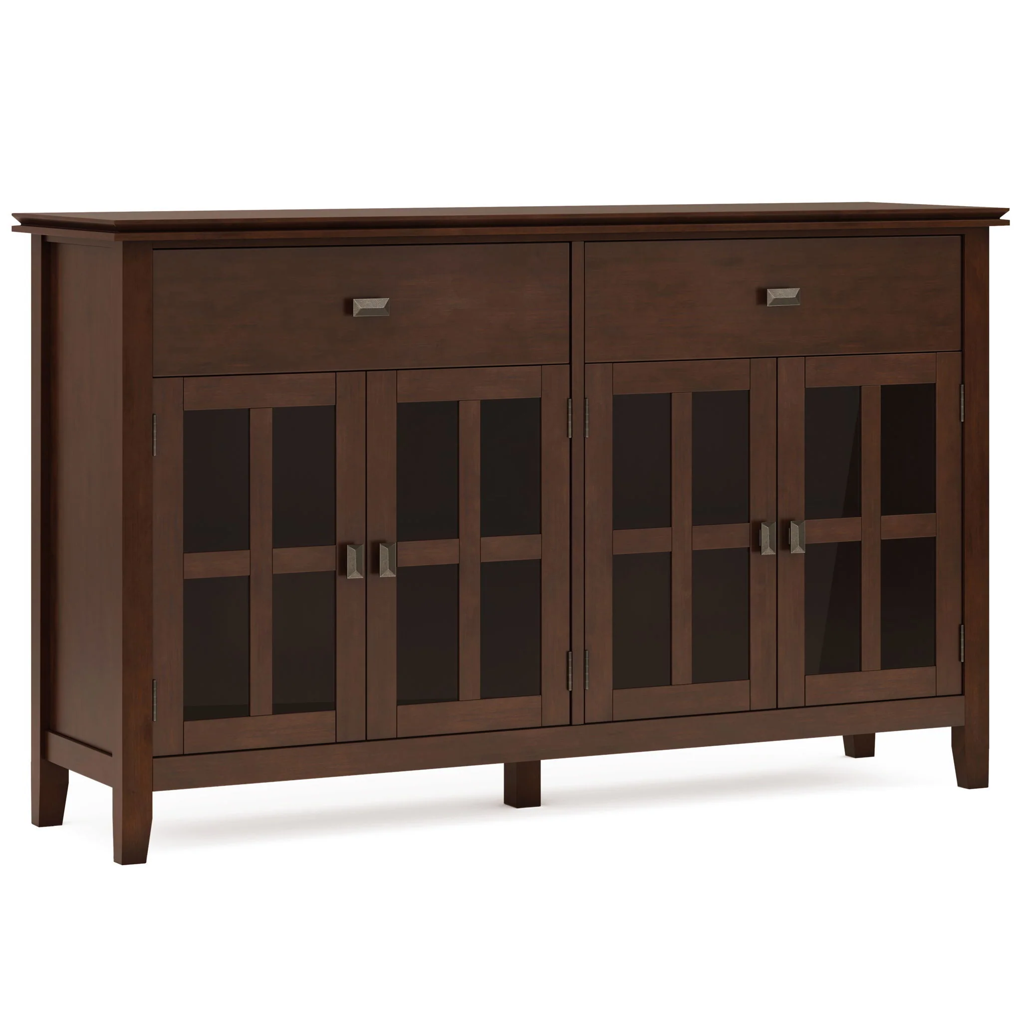 Large Sideboard Buffet Cabinet 4 Door Storage Solid Wood 60x36in Russet Brown - Image 4
