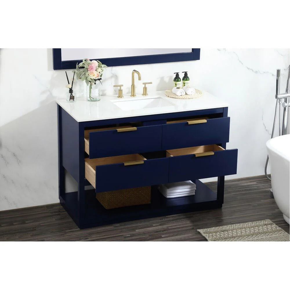 Larkin 48 inch Free Standing Single Basin Vanity in Blue - Image 4
