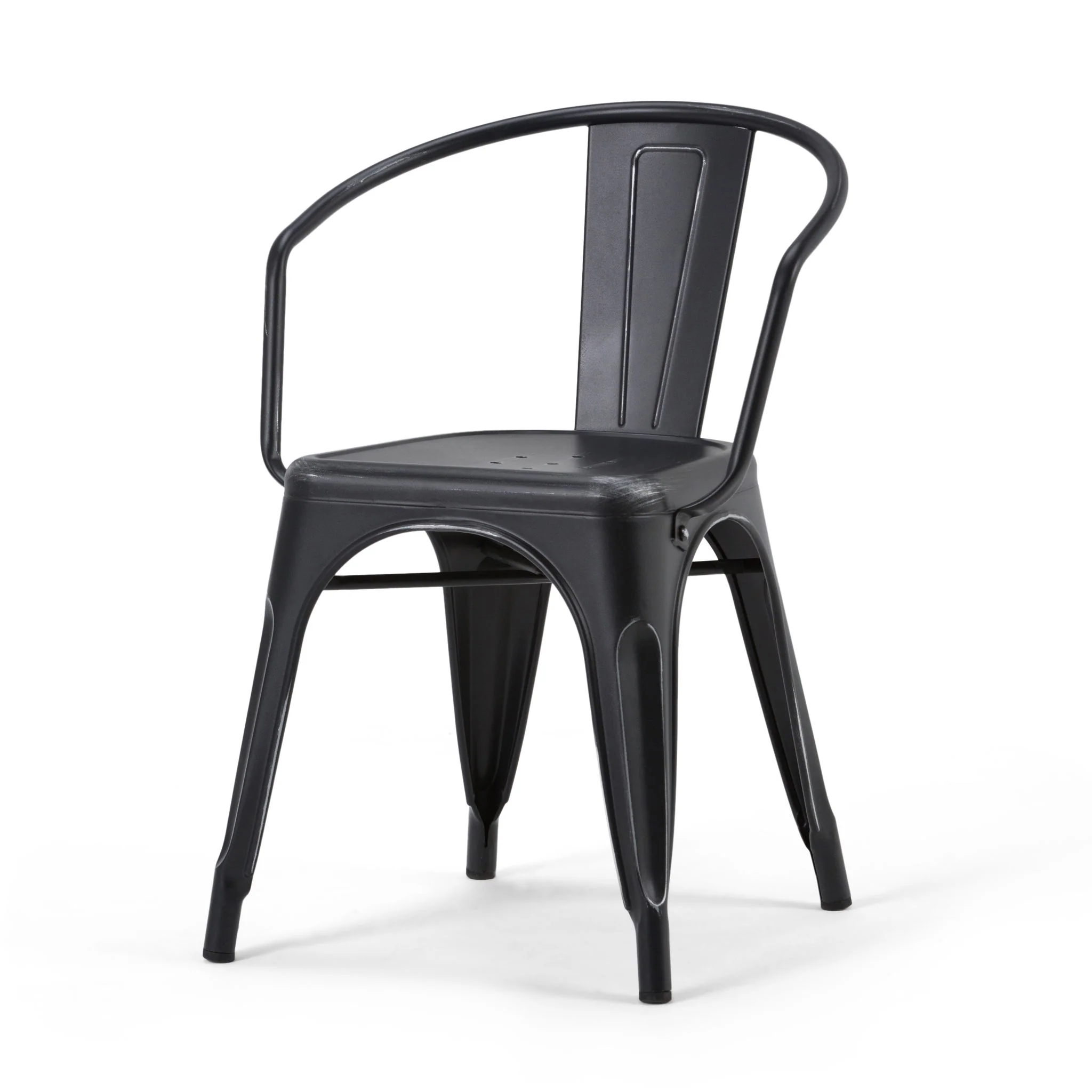 Larkin - Metal Dining Arm Chair (Set of 2) - Distressed Black / Silver - Image 9