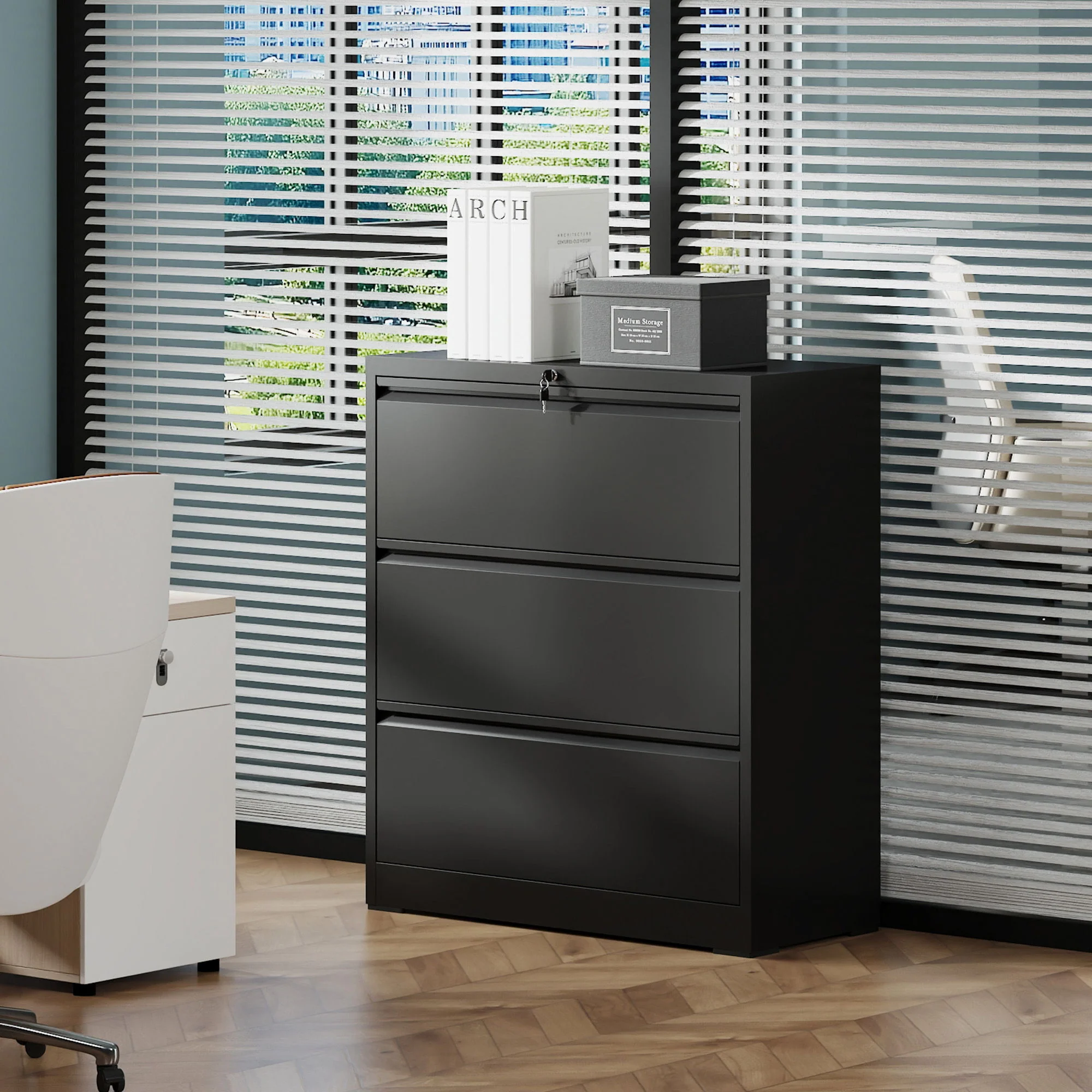 Lateral File Cabinet, Heavy Duty Filing Holds Letter/Legal/A4 Files - Image 4