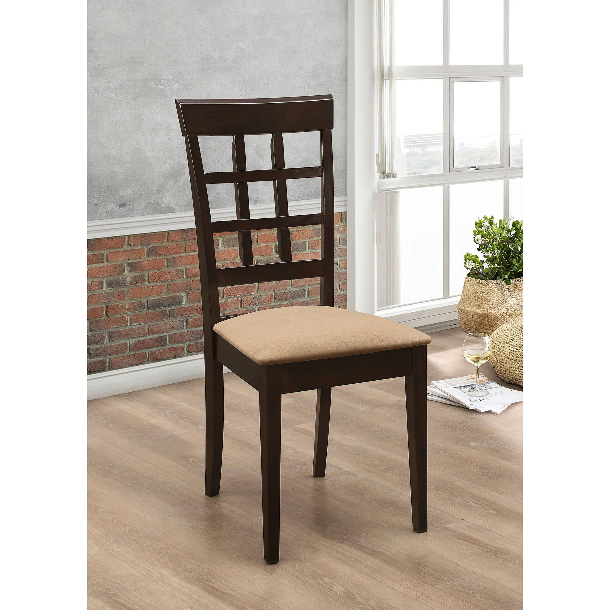 Lattice Back Dining Chair (Set of 2) - Brown - Image 5