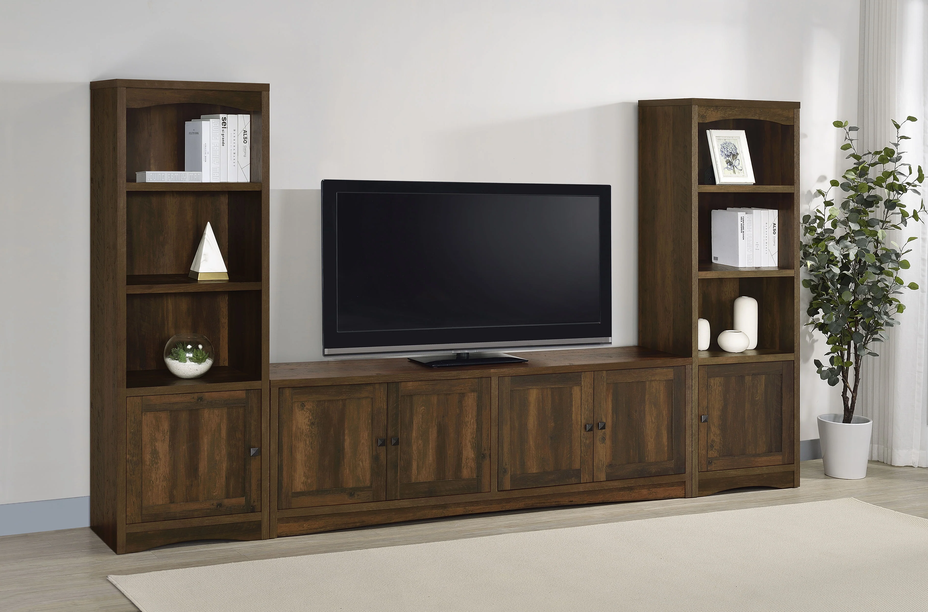 Laughlin 3-Piece Entertainment Center TV Stand Dark Pine