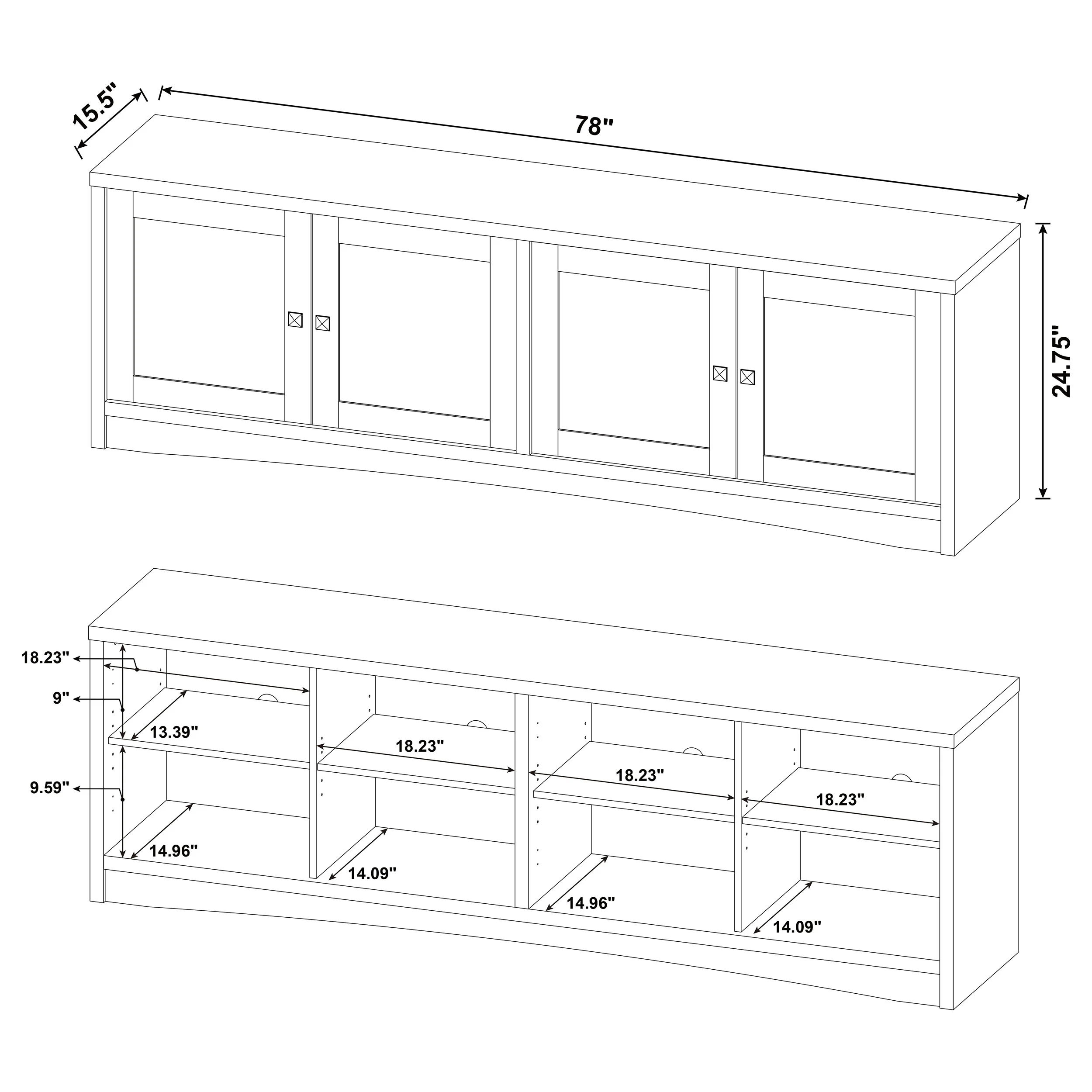 Laughlin 4-Door White TV Stand - 78 Inches - Image 14