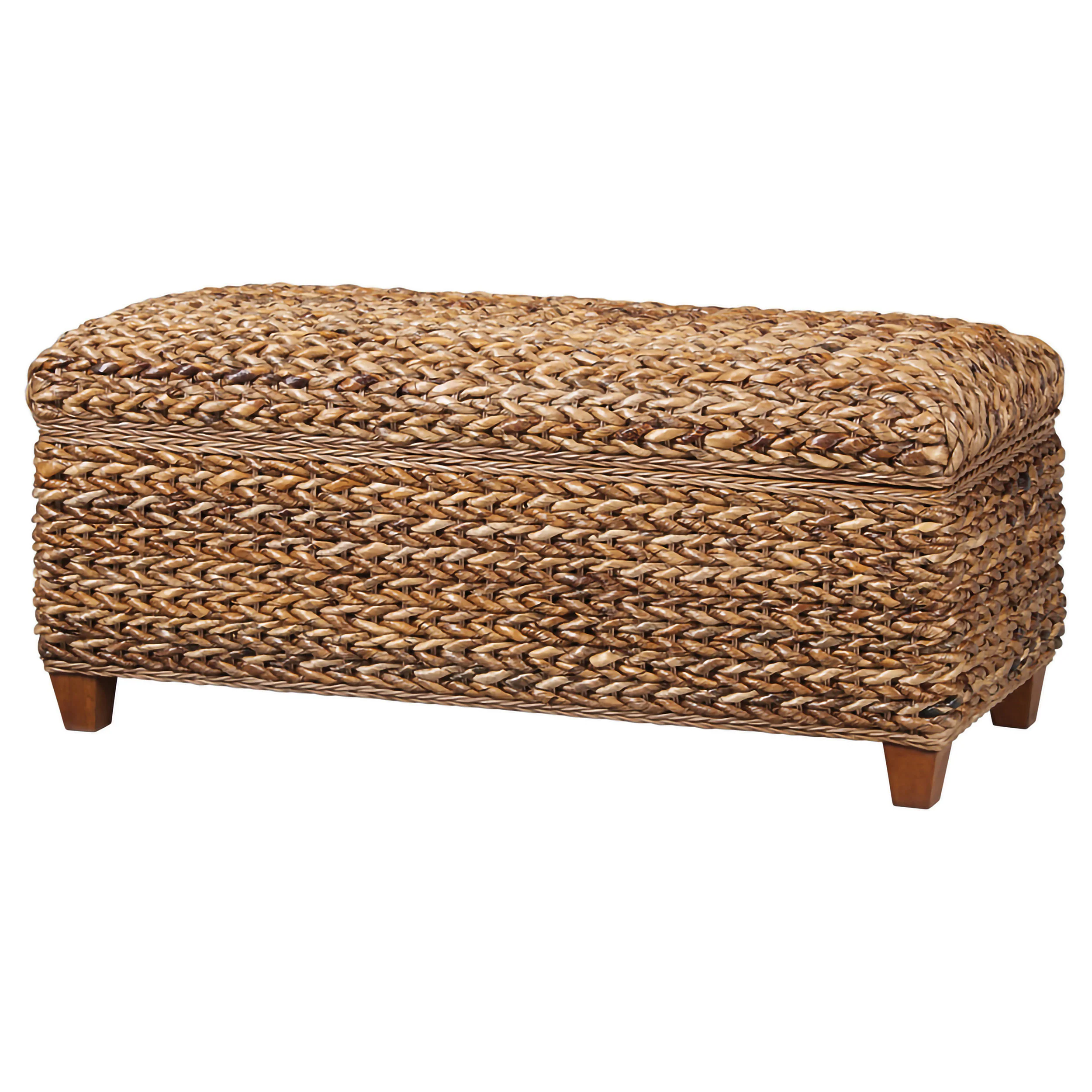 Laughton Hand-Woven Banana Leaf Storage Bench Amber - Image 4