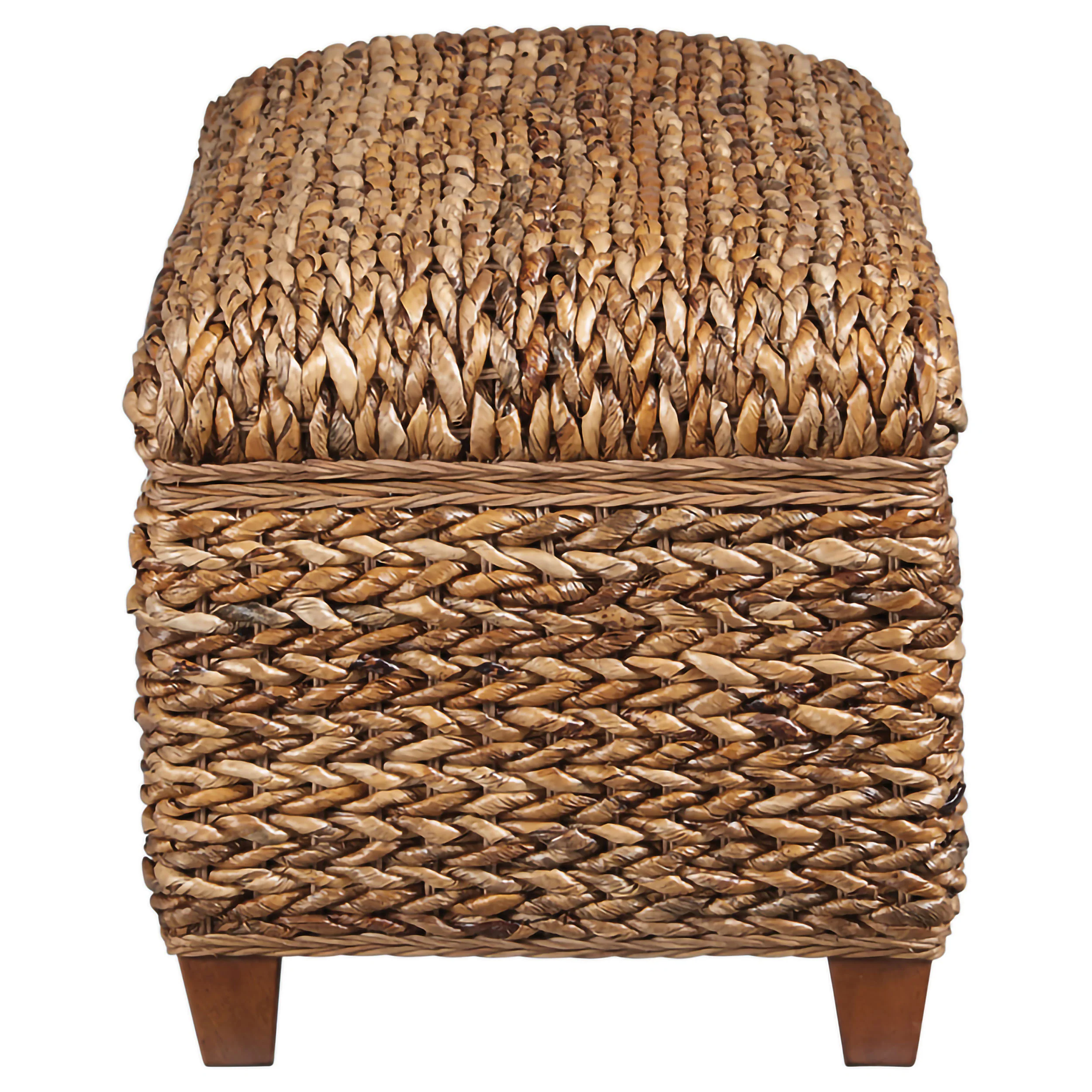 Laughton Hand-Woven Banana Leaf Storage Bench Amber - Image 5