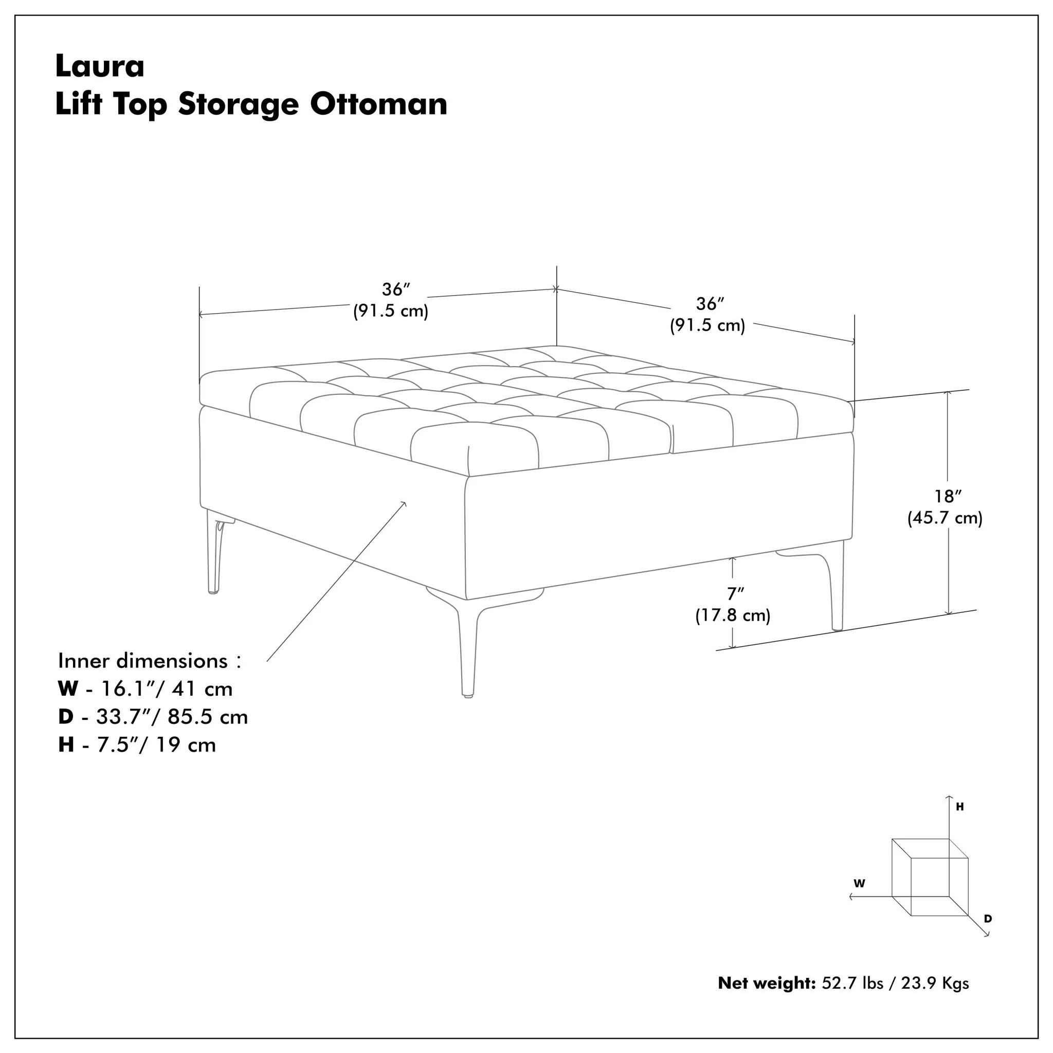 Laura - Lift Top Storage Ottoman - Image 13