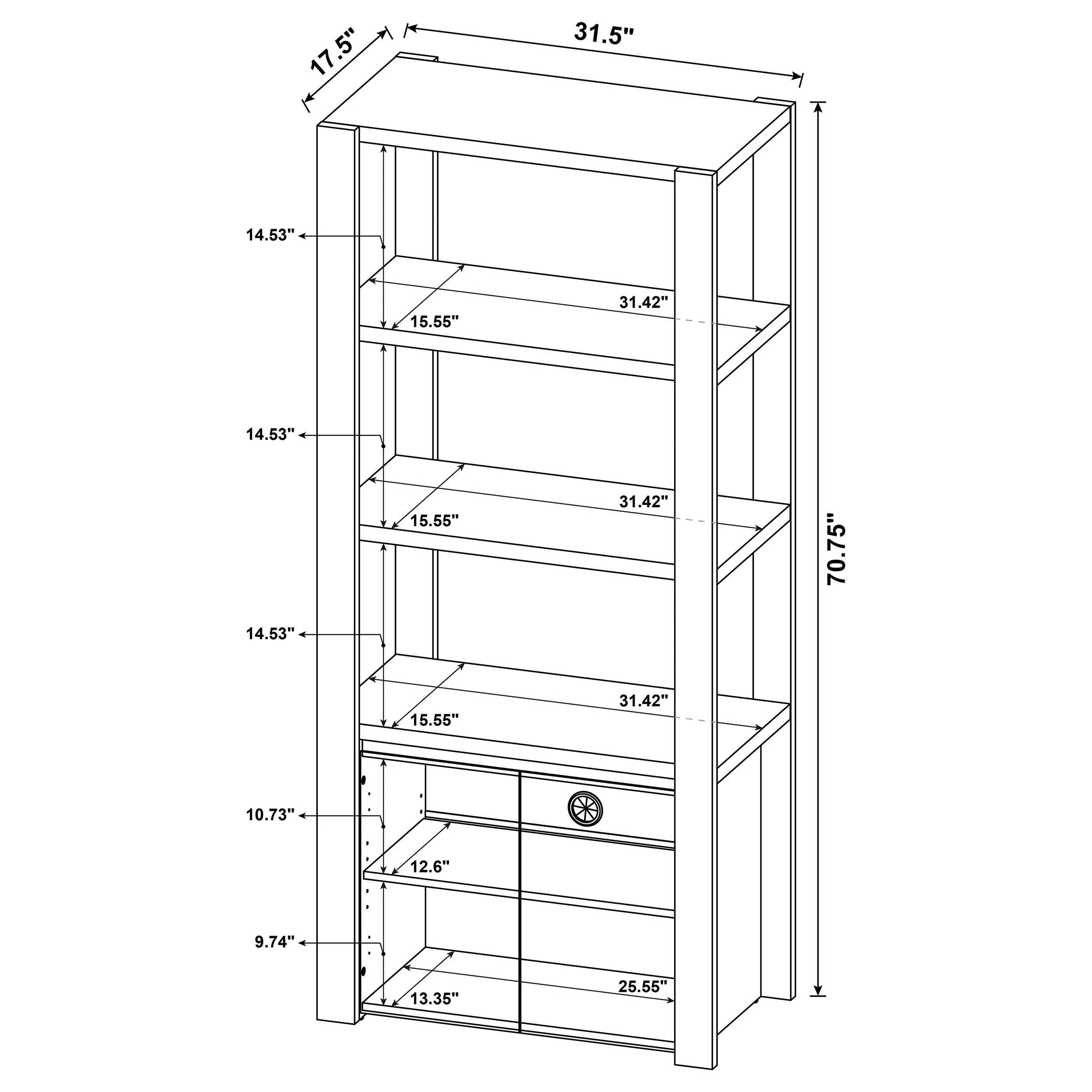 Laurelton 3-Shelf Media Tower Light Oak - Image 12