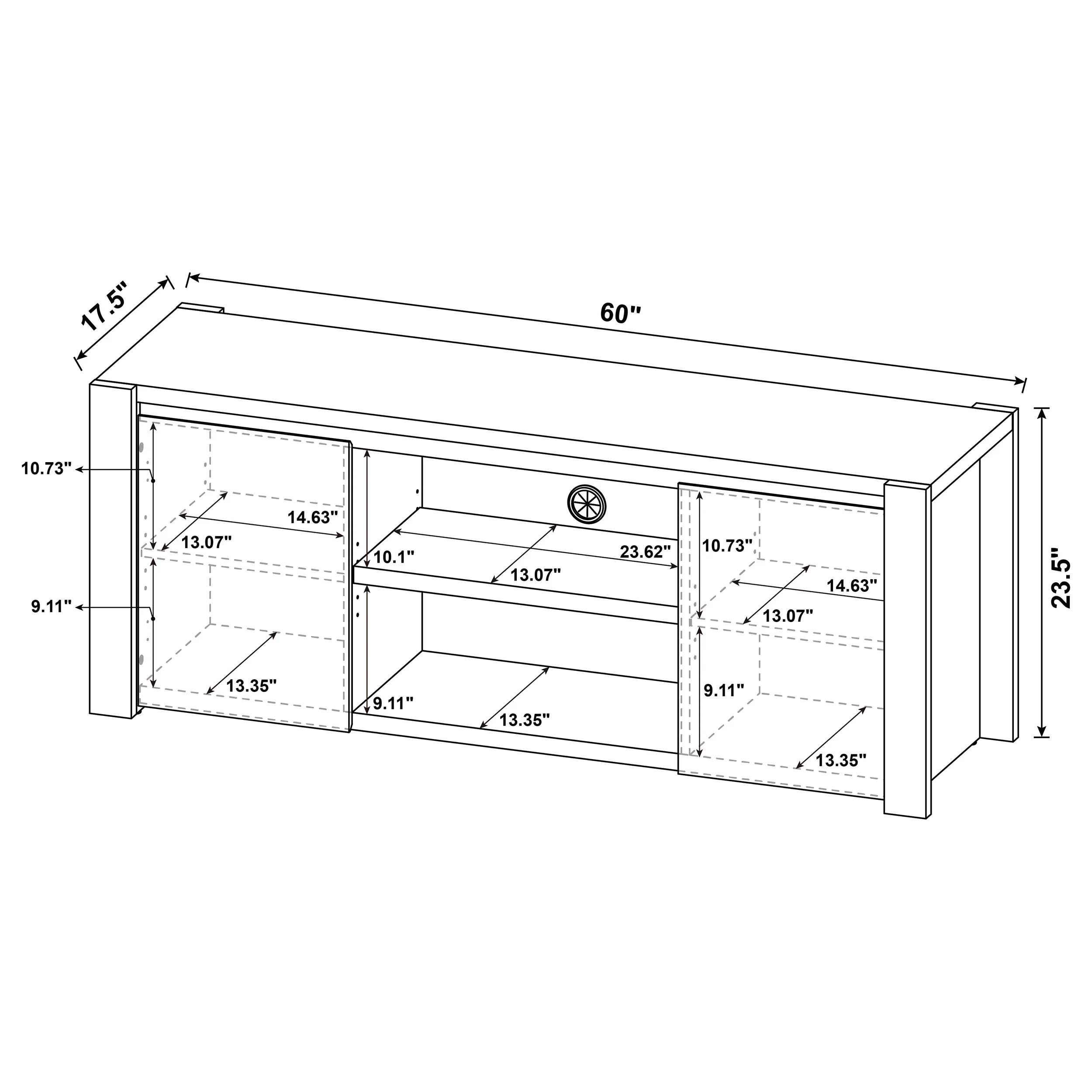 Laurelton 60-inch 2-door TV Stand Media Console Light Oak - Image 11