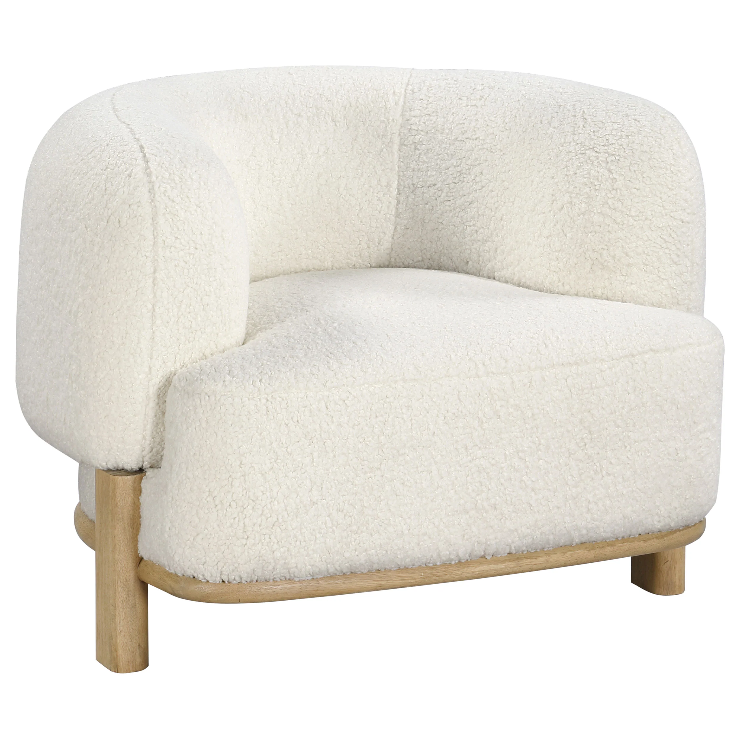 Lawler Upholstered Barrel Back Accent Chair, Ivory