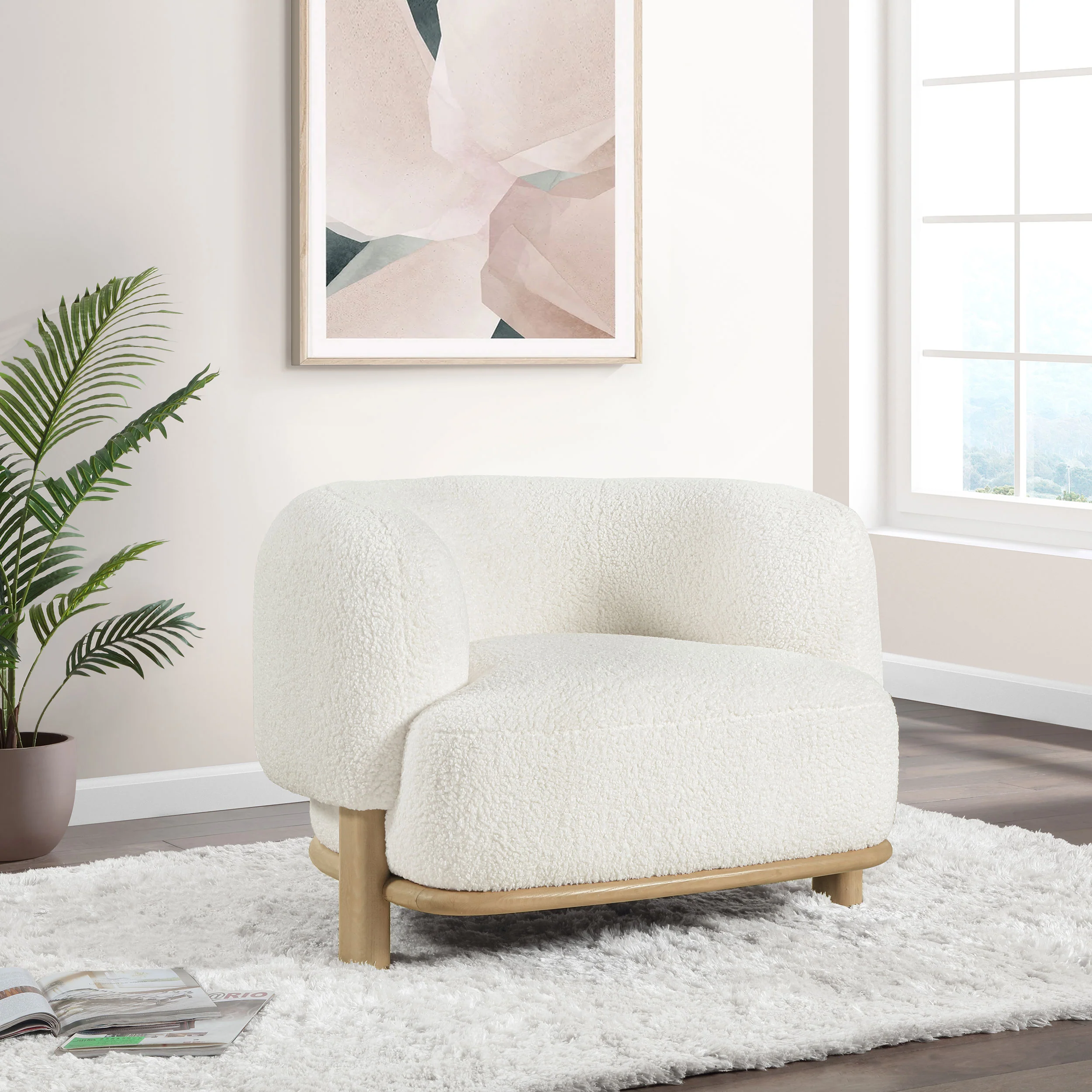 Lawler Upholstered Barrel Back Accent Chair, Ivory - Image 5