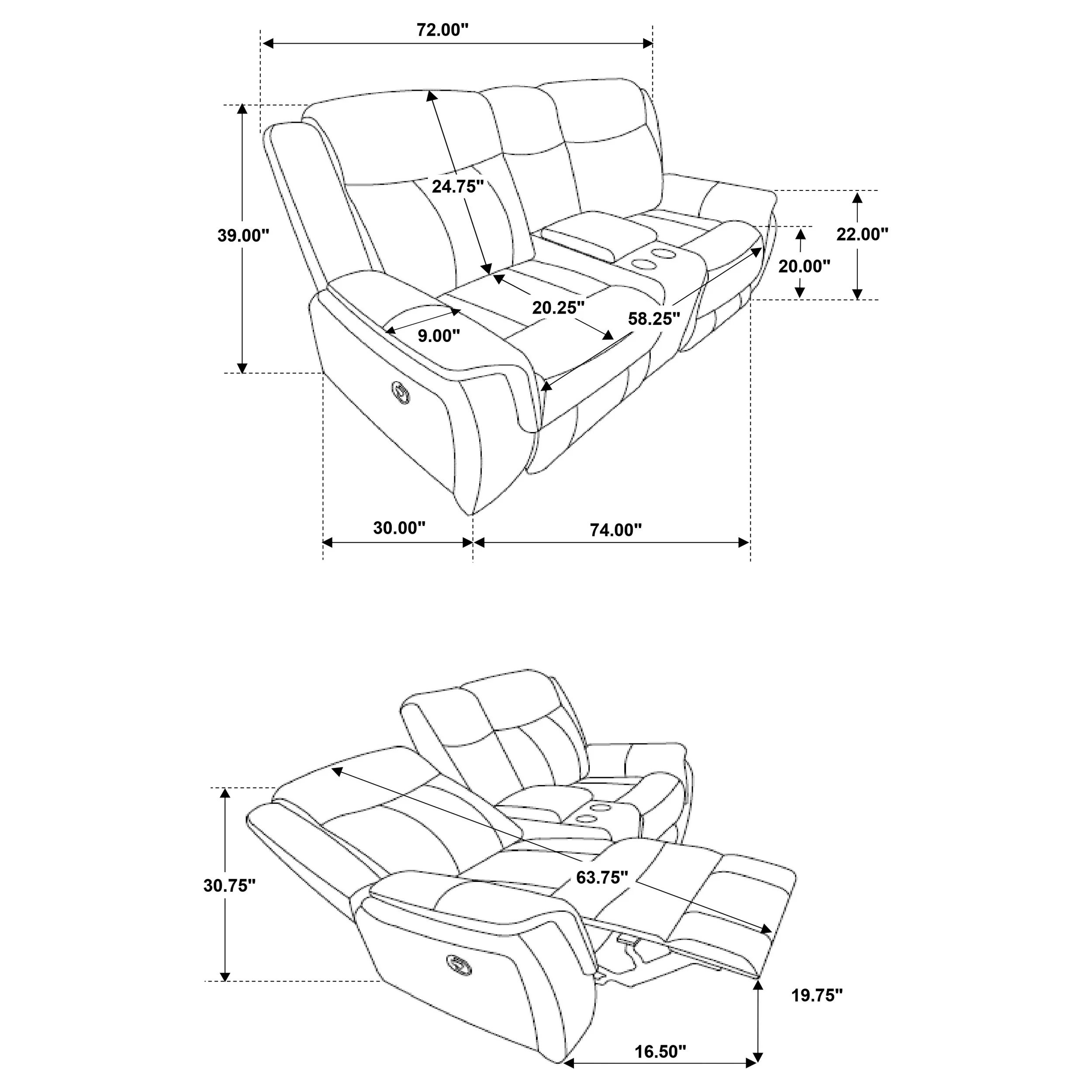 Lawrence 2-Piece Upholstered Reclining Sofa Set Charcoal - Image 6