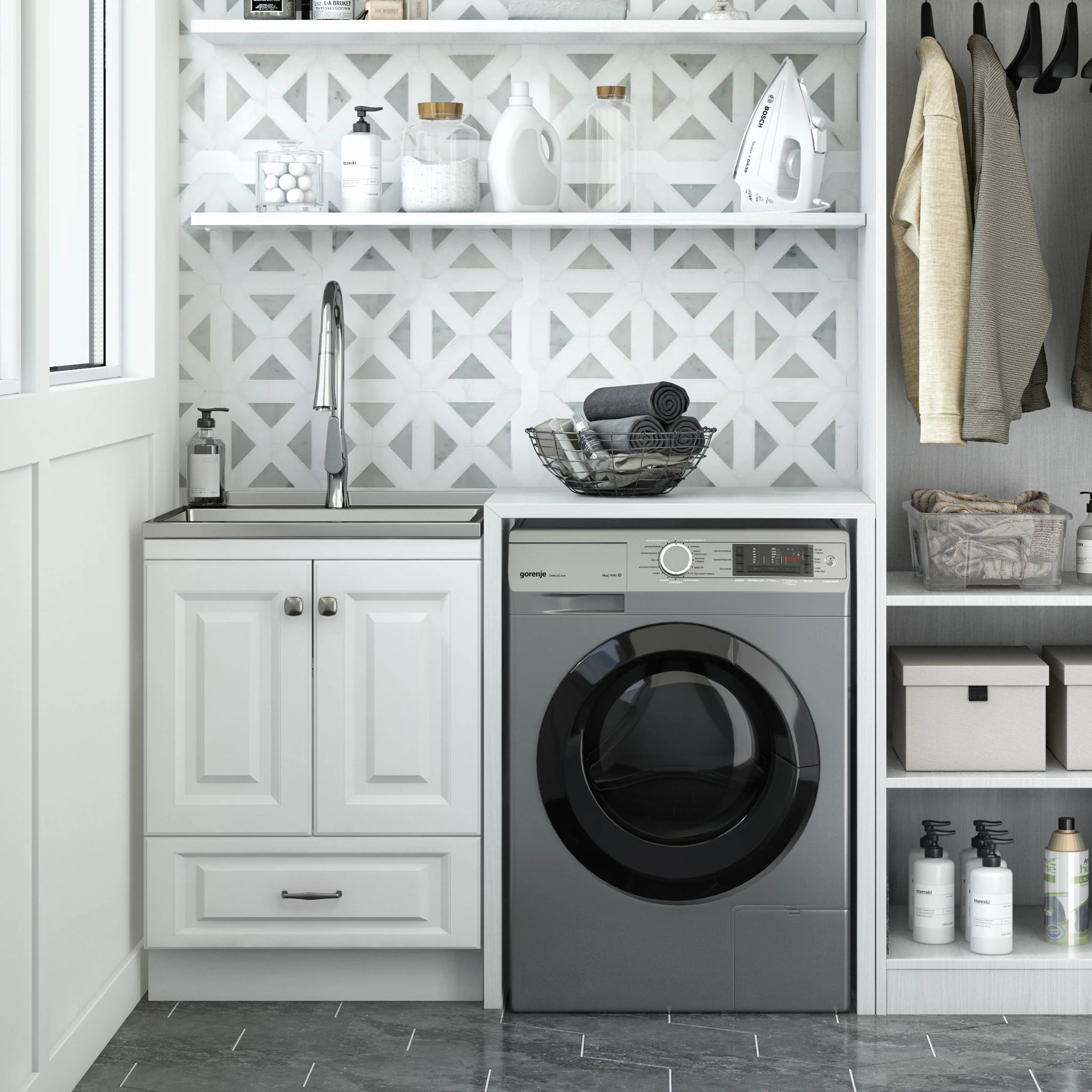 Lawrence - Laundry Cabinet With Faucet And Stainless Steel Sink - Image 5