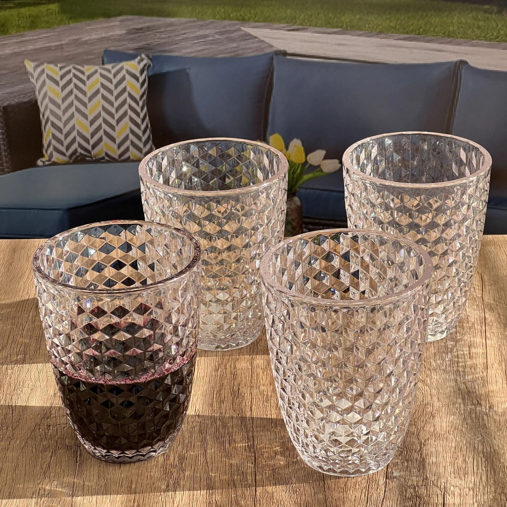 Leading Ware Diamond Cut Acrylic Glasses Drinking (Set of 4) - Image 4