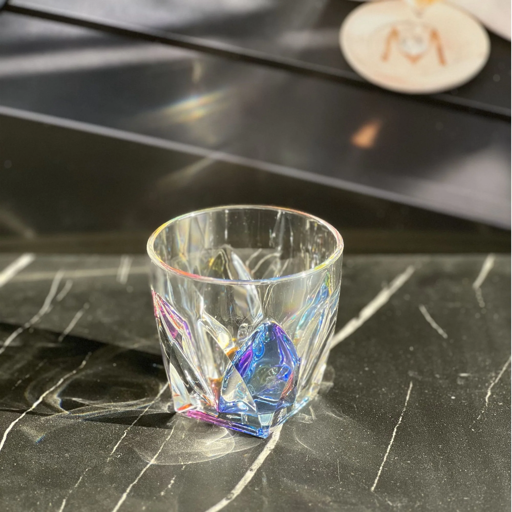 Leading Ware Rainbow Diamond Acrylic Glasses Drinking (Set of 4) Dof 9Oz Bpa Free Plastic Cocktail Glasses - Clear - Image 4