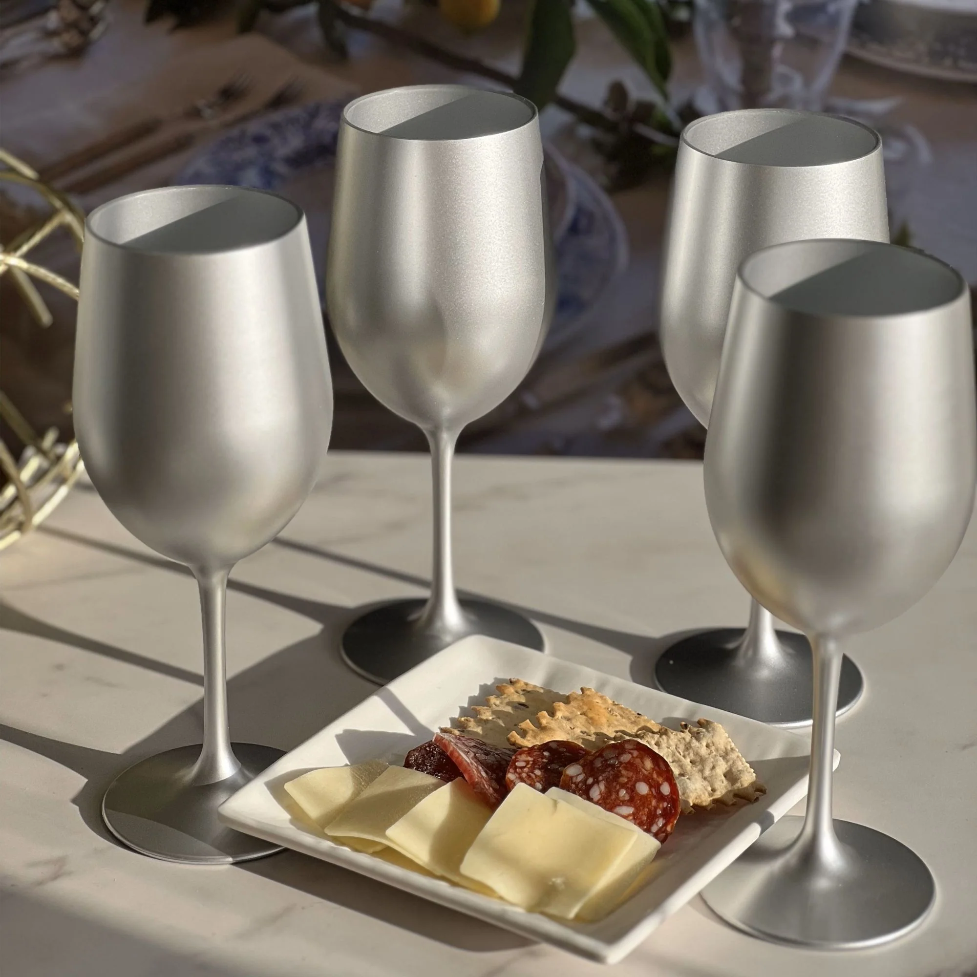 Leadingware Metallic Plastic Wine Glasses (Set of 4) - Image 7