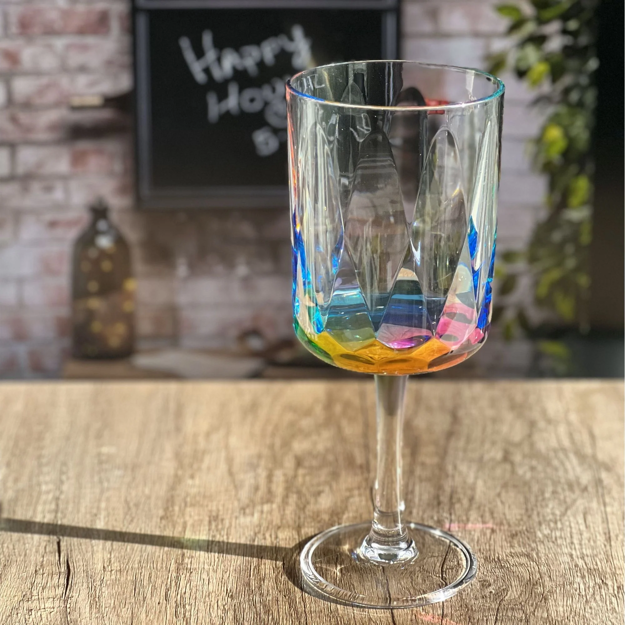 Leadingware Rainbow Diamond Plastic Wine Glasses (Set of 4), Unbreakable Bpa Free Acrylic, 16Oz - Clear - Image 3