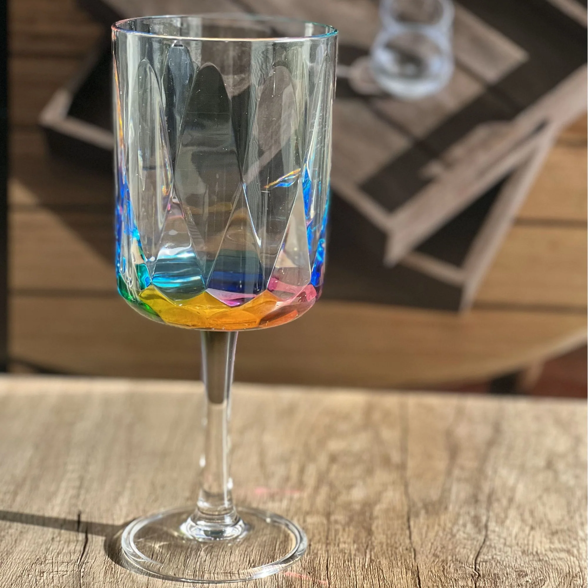 Leadingware Rainbow Diamond Plastic Wine Glasses (Set of 4), Unbreakable Bpa Free Acrylic, 16Oz - Clear - Image 8