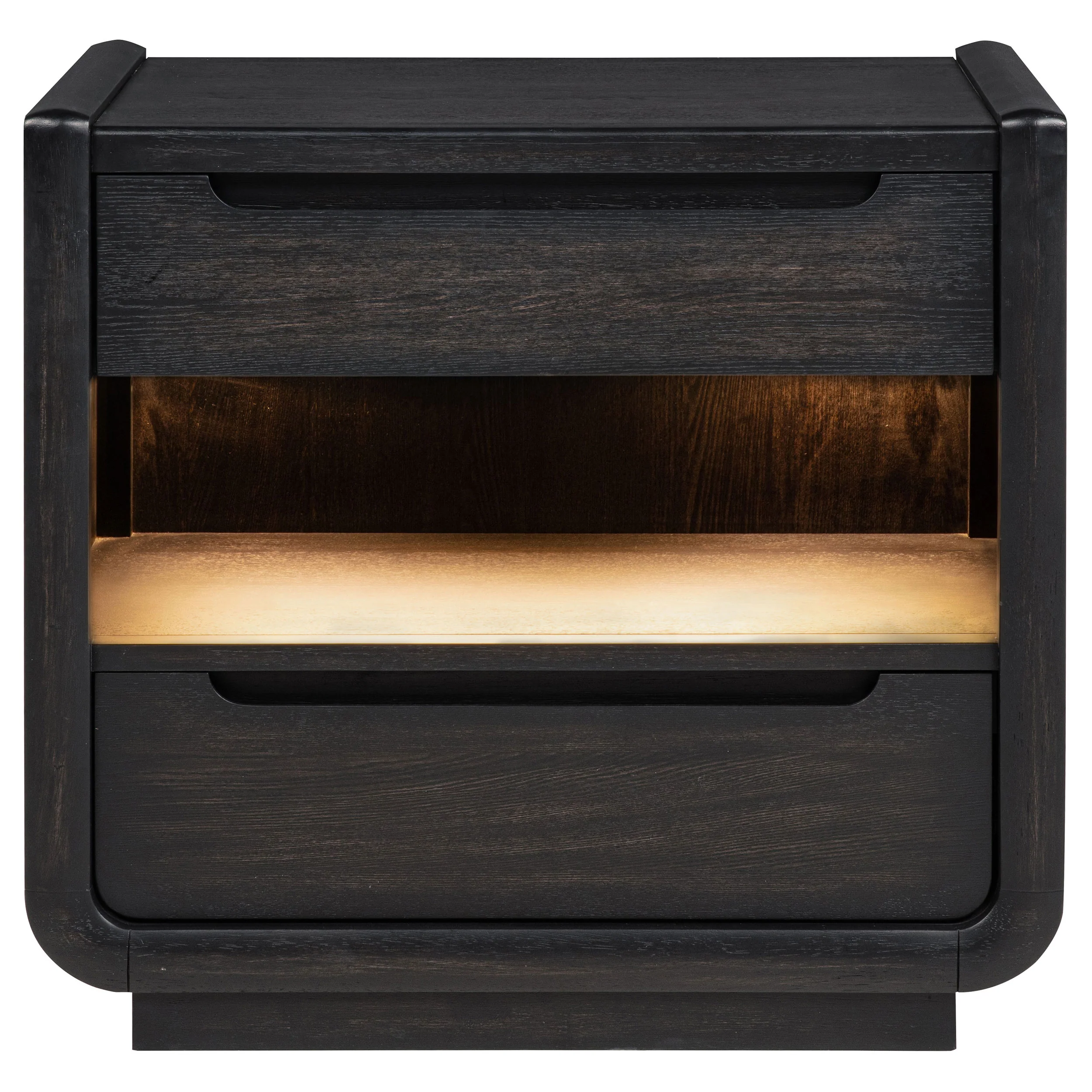 Leandro 2-Drawer LED Nightstand, Burnished Black - Image 3