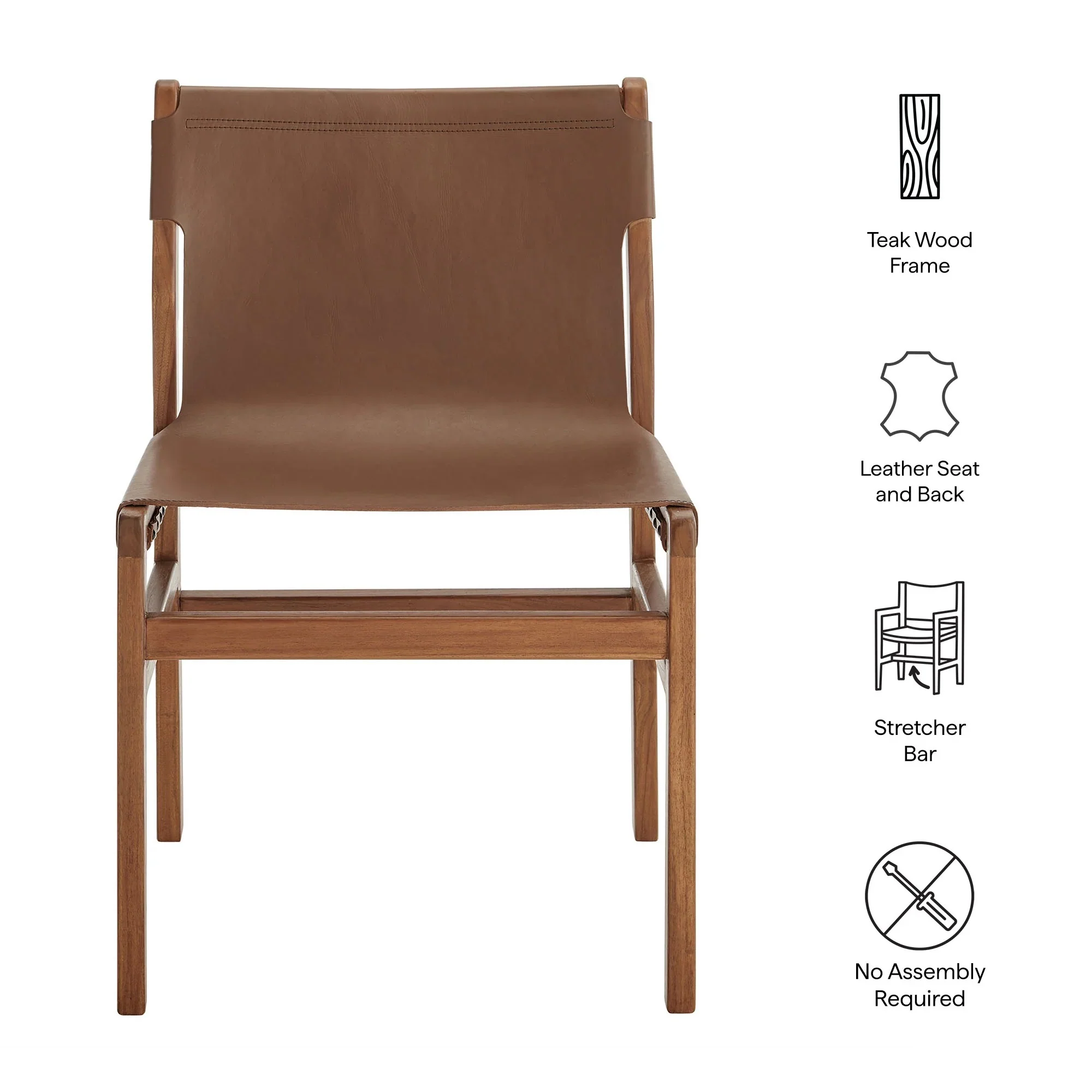 Leather and Teak Wood Dining Side Chair - Image 12