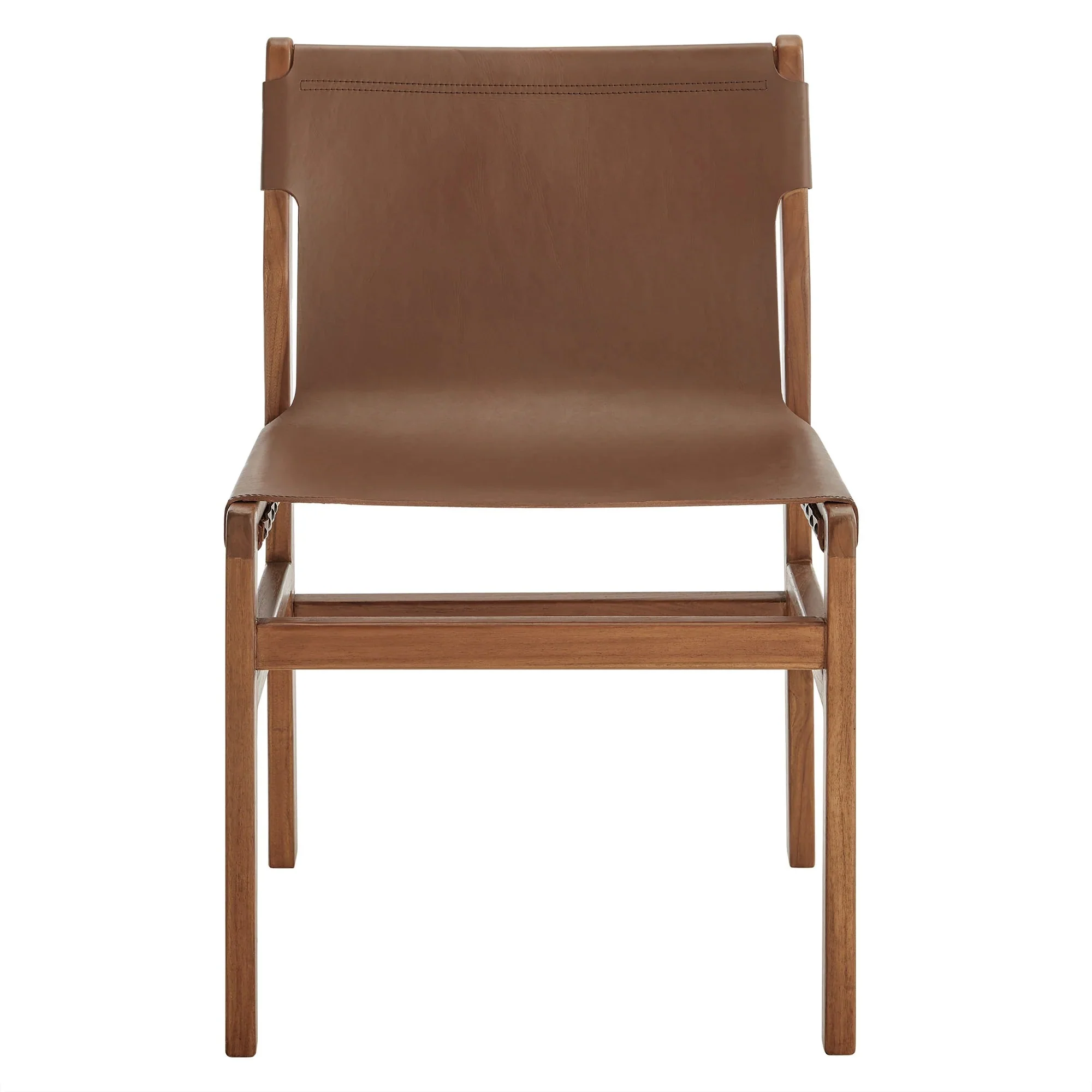 Leather and Teak Wood Dining Side Chair - Image 8