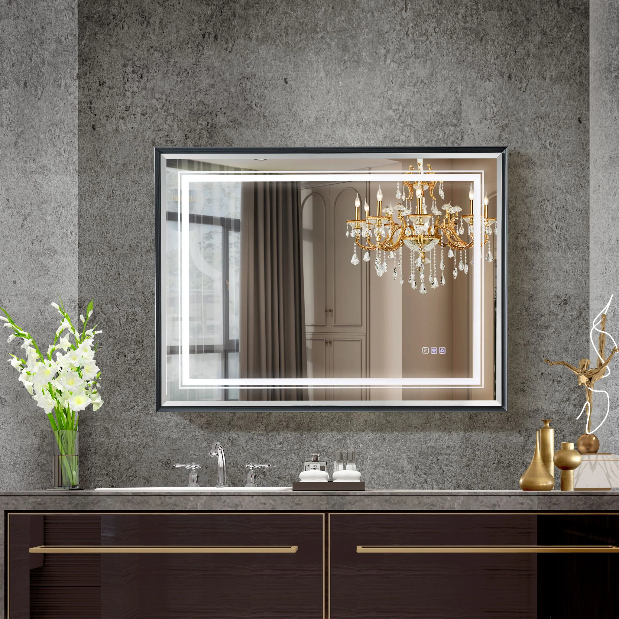 LED Bathroom Beveled Mirror, 3000 - 6000K Gradient Front And Backlit LED Mirror For Bathroom, 3 Colors Dimmable, Ip54 Enhanced Anti Fog - Image 15