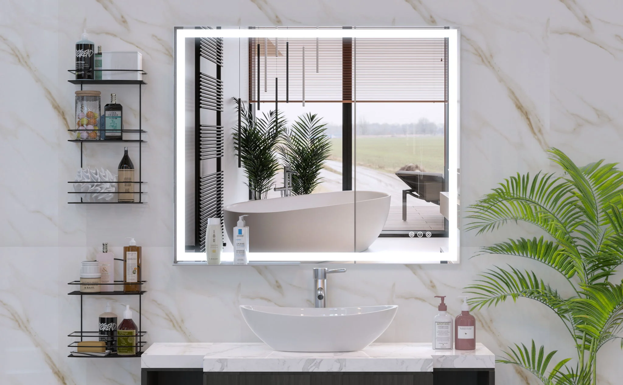 LED Bathroom Vanity Mirror Wall Mounted Adjustable / Warm / Natural Lights Anti-Fog Touch Switch With Memory Modern Smart Large Bathroom Mirrors - Image 27
