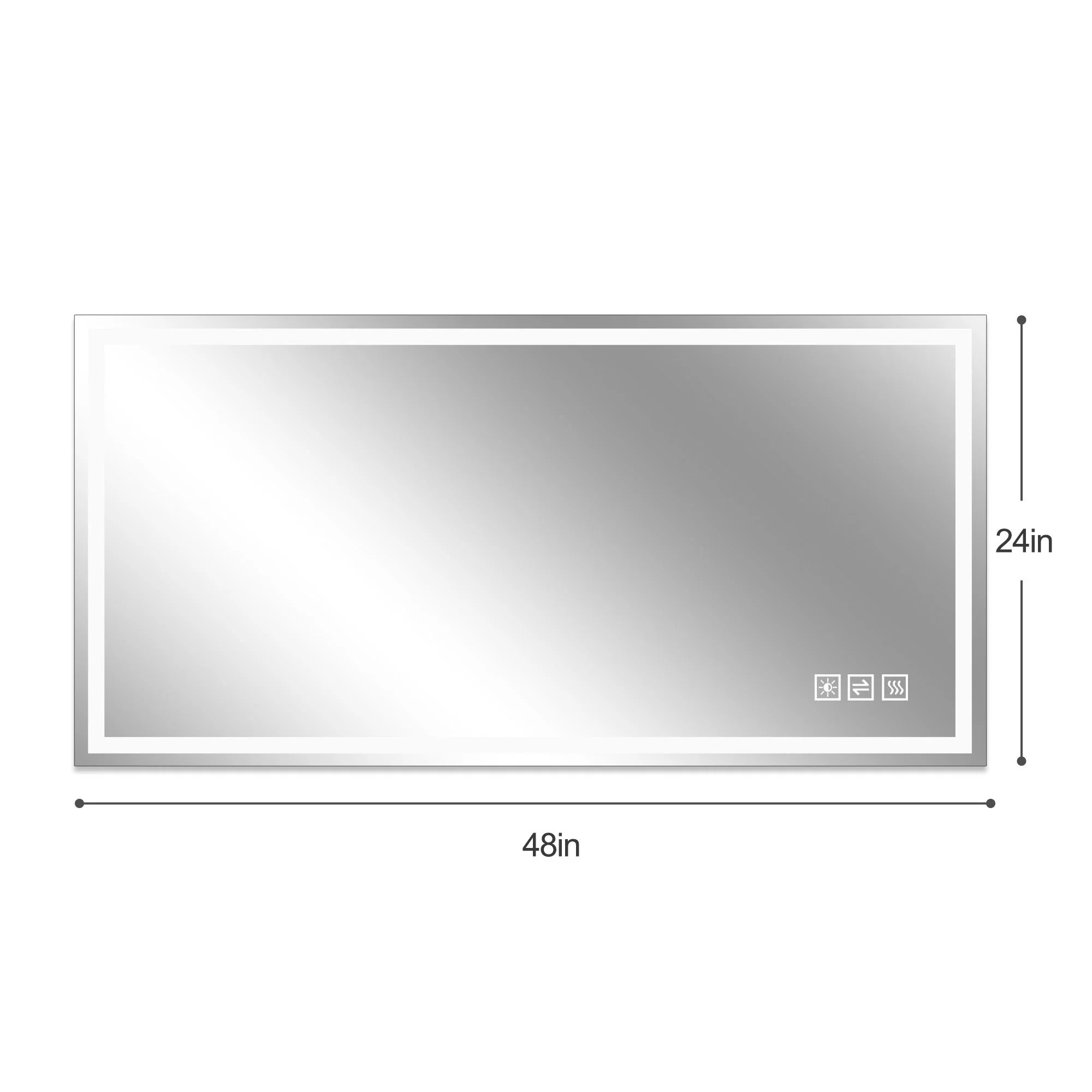 LED Bathroom Vanity Wall Mirror With Straight Edge Design, Frosted Glass Finish, Anti Fog, Dimmable 3 Color Lighting - Silver - Image 2