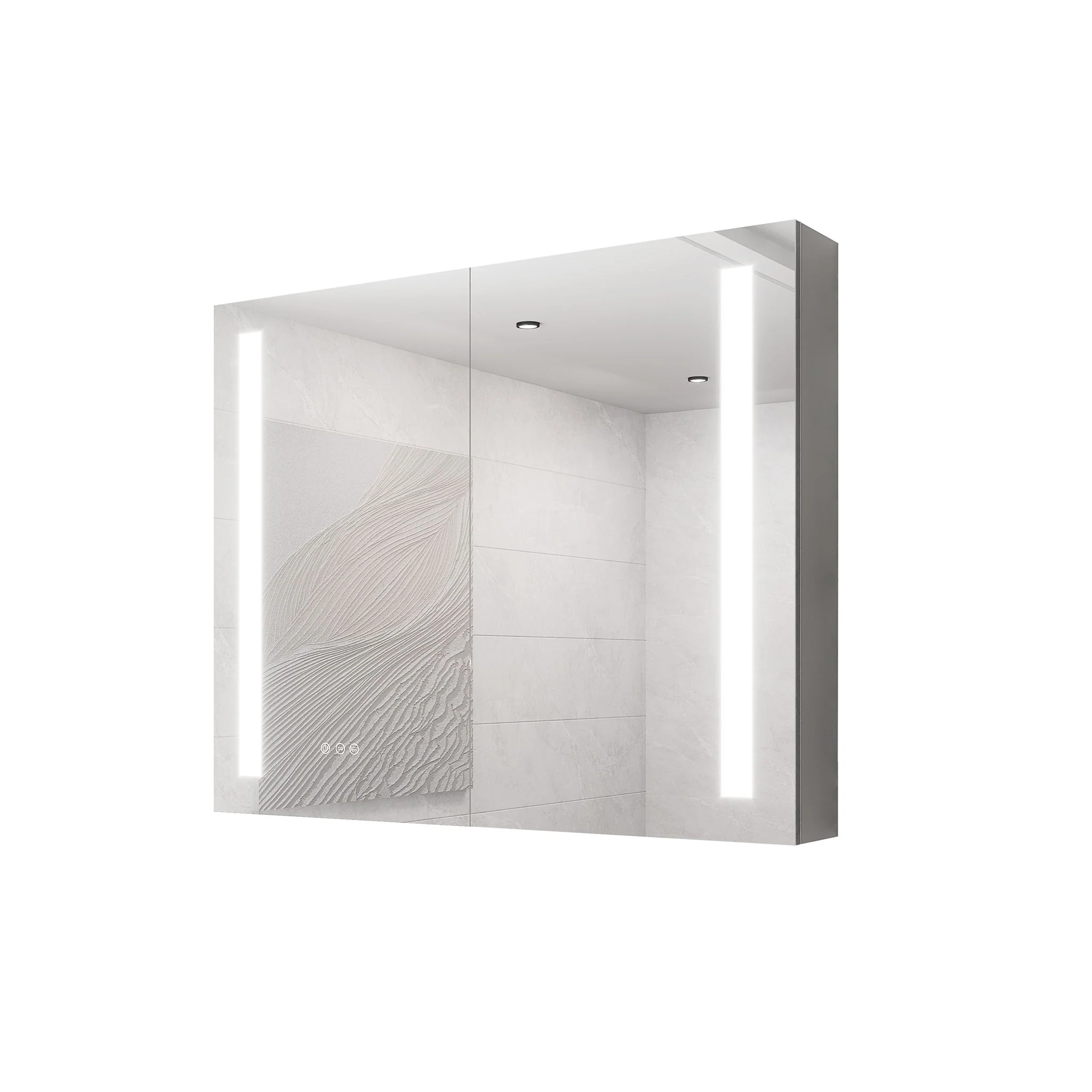 LED Medicine Cabinet With Mirror, Double Door With Defogger, Dimmer, Surface Mount - Image 2