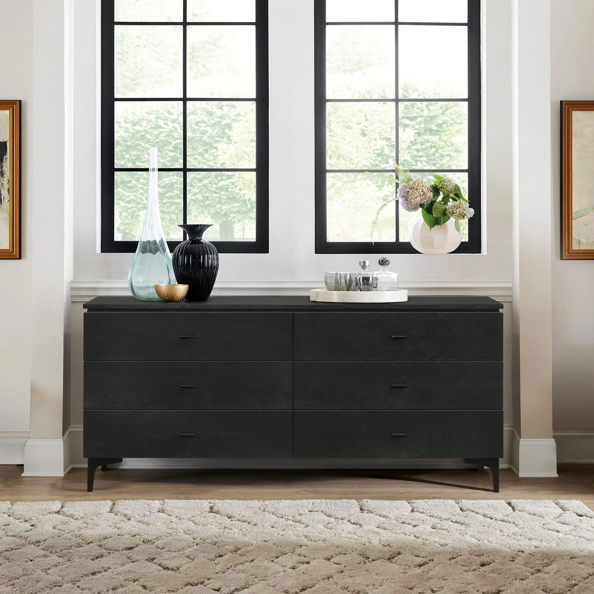 Legend - 6 Drawer Dresser With Metal Legs - Black Glaze Ash - Image 6