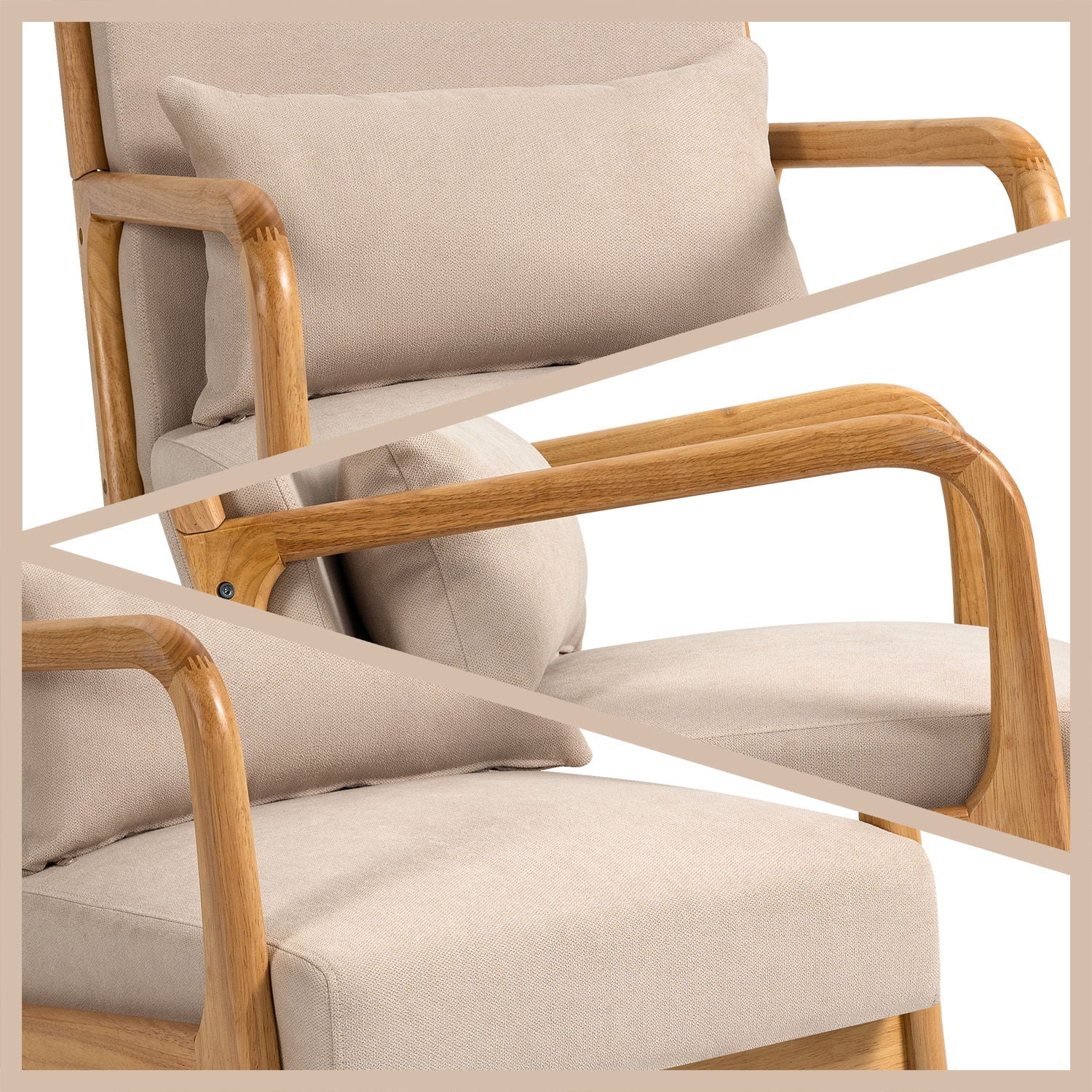 Leisure Chair With Solid Wood Armrest And Feet, Mid-Century Modern Accent Sofa, 1 Seat - Image 3