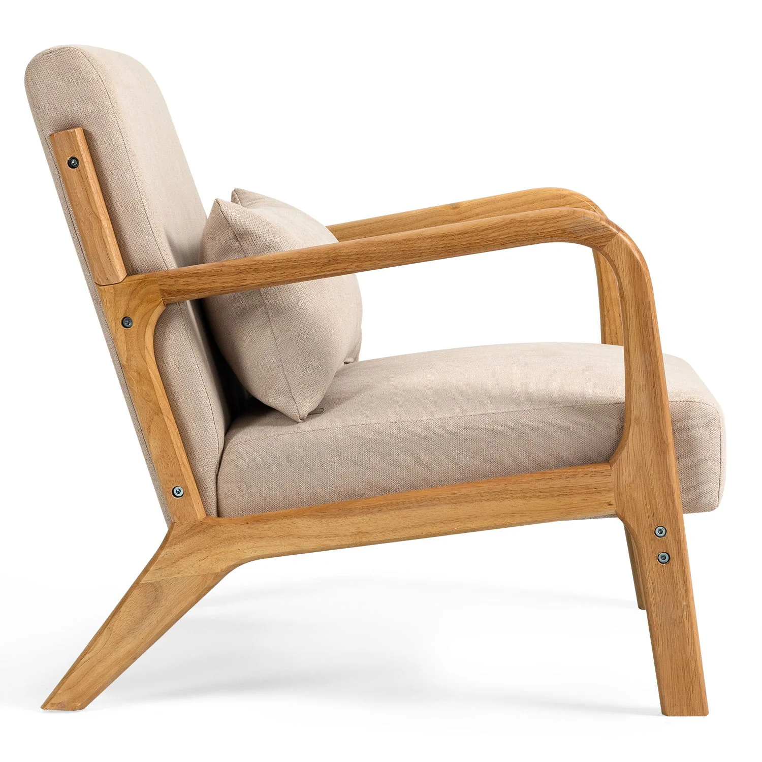 Leisure Chair With Solid Wood Armrest And Feet, Mid-Century Modern Accent Sofa, 1 Seat - Image 5