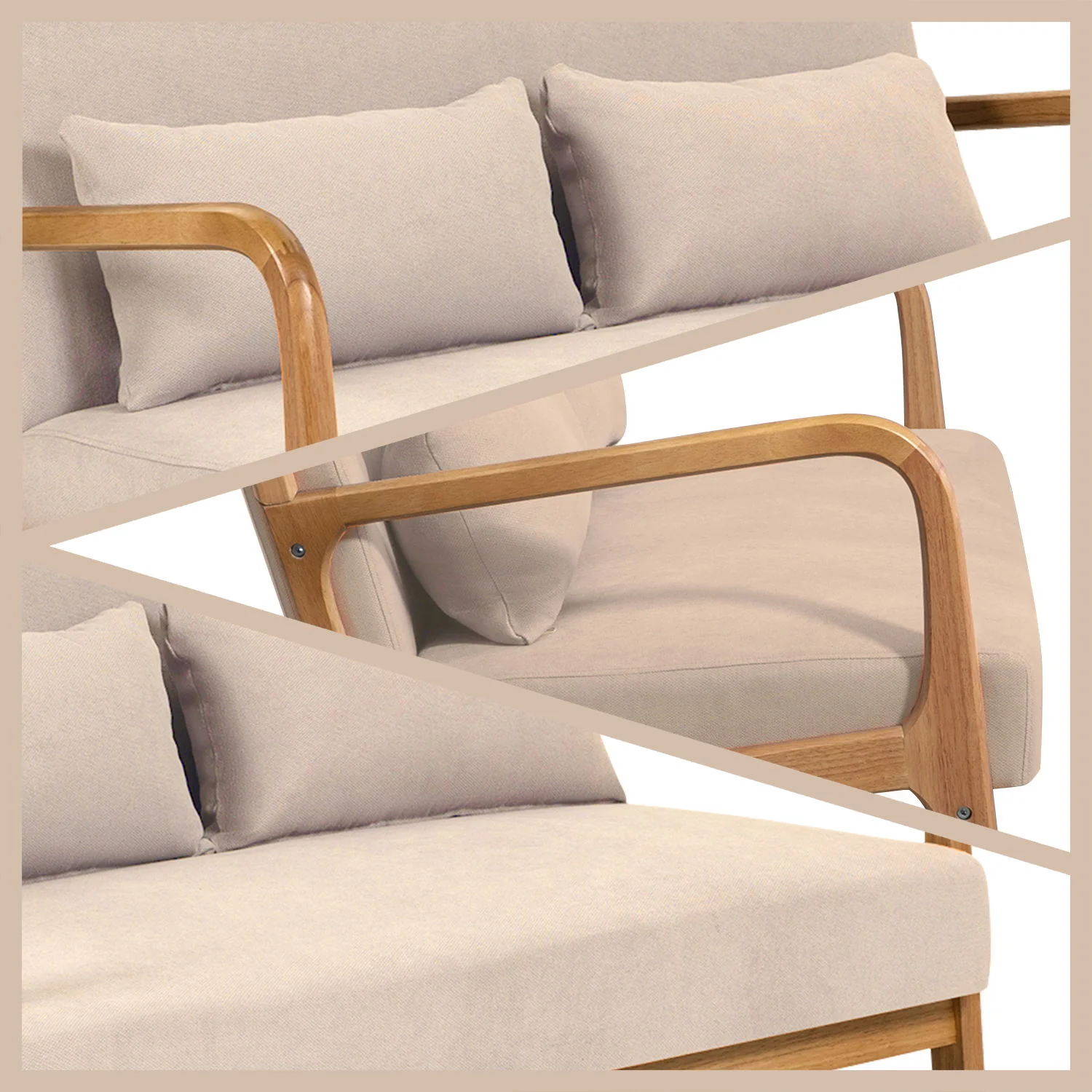 Leisure Chair With Solid Wood Armrest And Feet, Mid-Century Modern Accent Sofa, 2 Seat - Image 3
