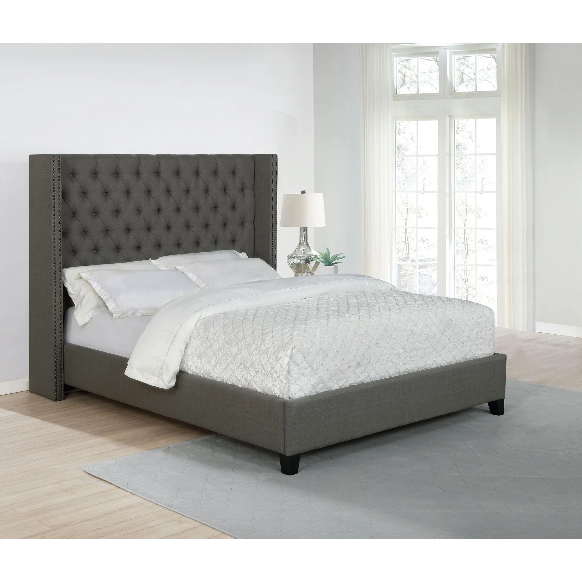 Lendra - Upholstered Wingback Bed With Tufted Headboard - Image 4
