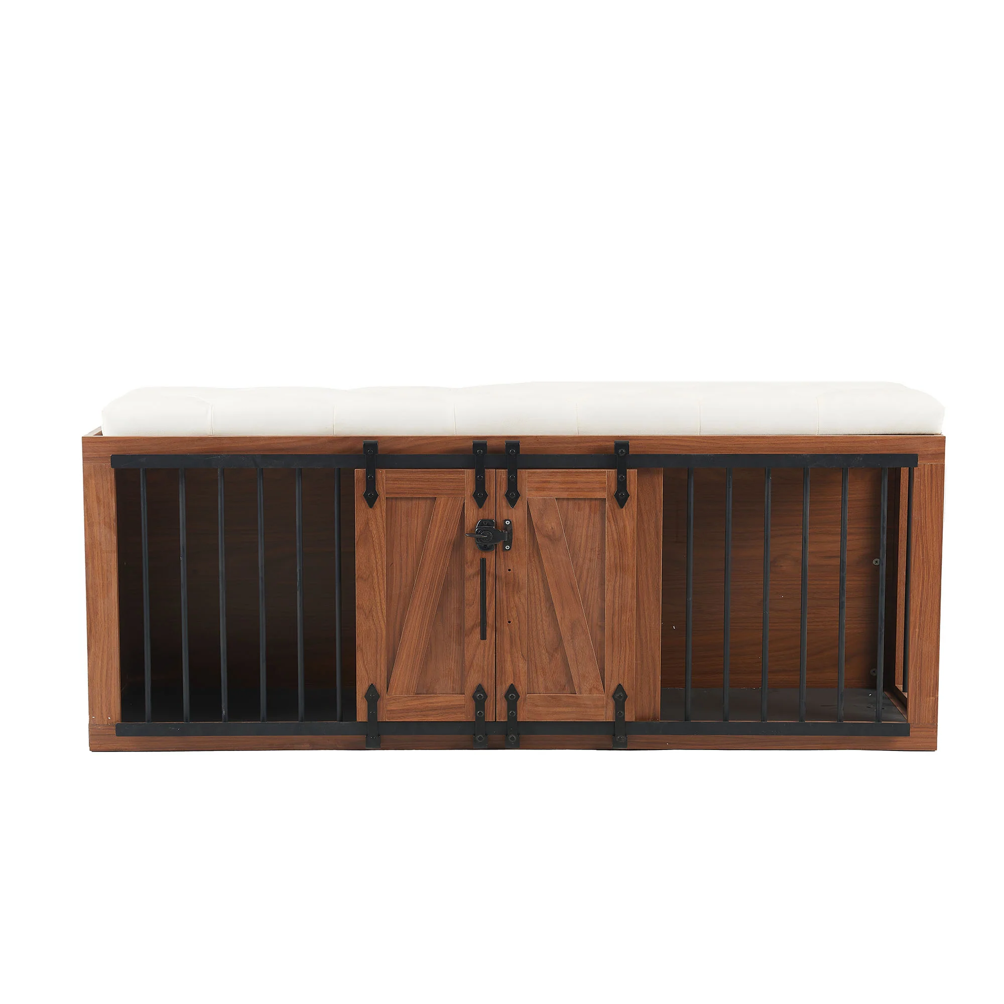 Lennox Furniture-Style Dog Crate Ottoman Bench with Padded Seating and Luxury Walnut Finish - Image 30
