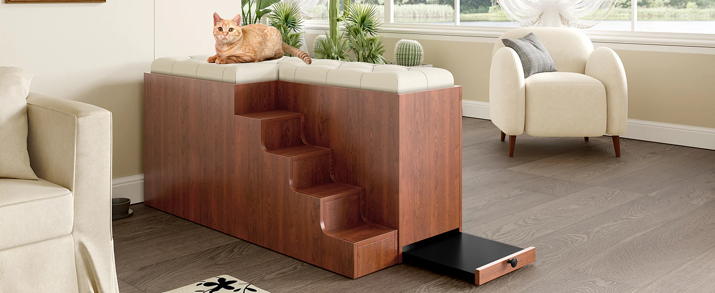 Lennox Furniture-Style Dog Crate Ottoman Bench with Padded Seating and Luxury Walnut Finish - Image 48
