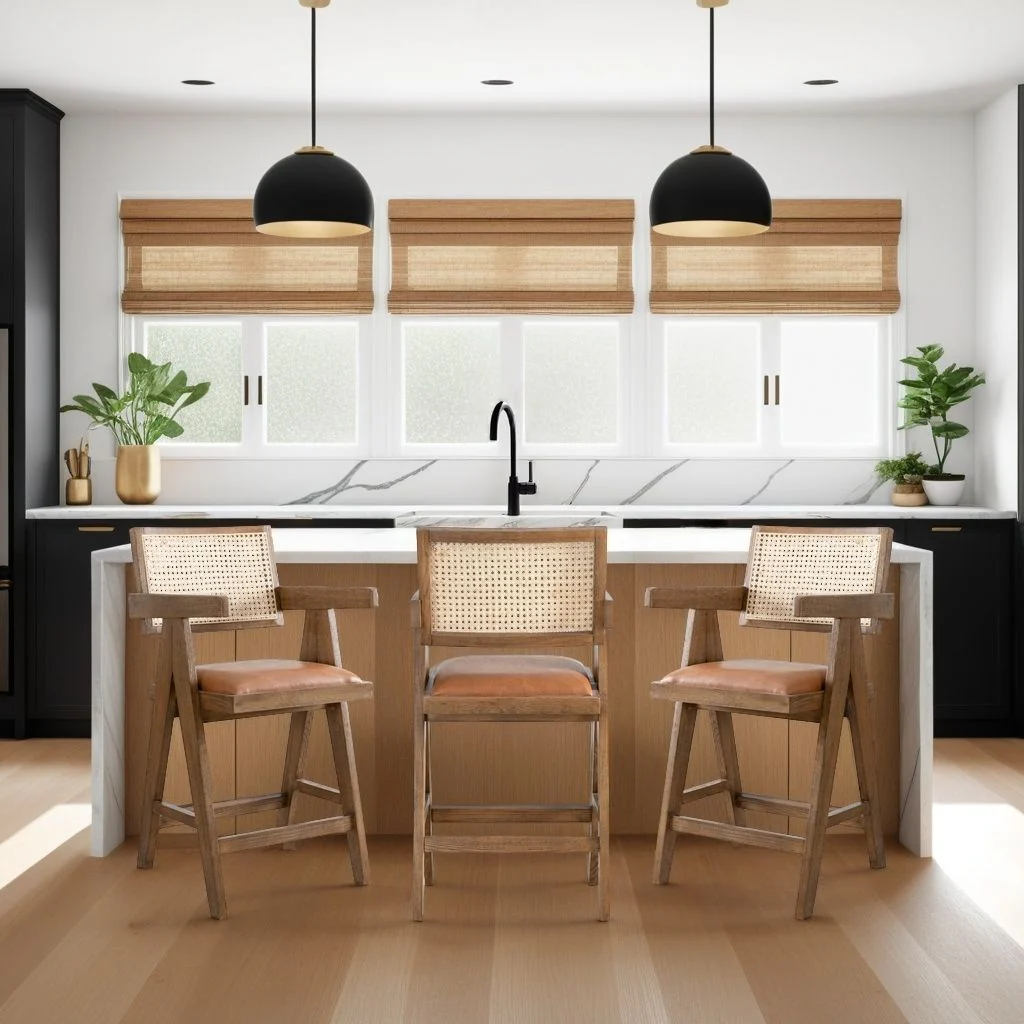 Lenon - Modern Farmhouse Wood Bar Height Kitchen Bar Stool - Image 14