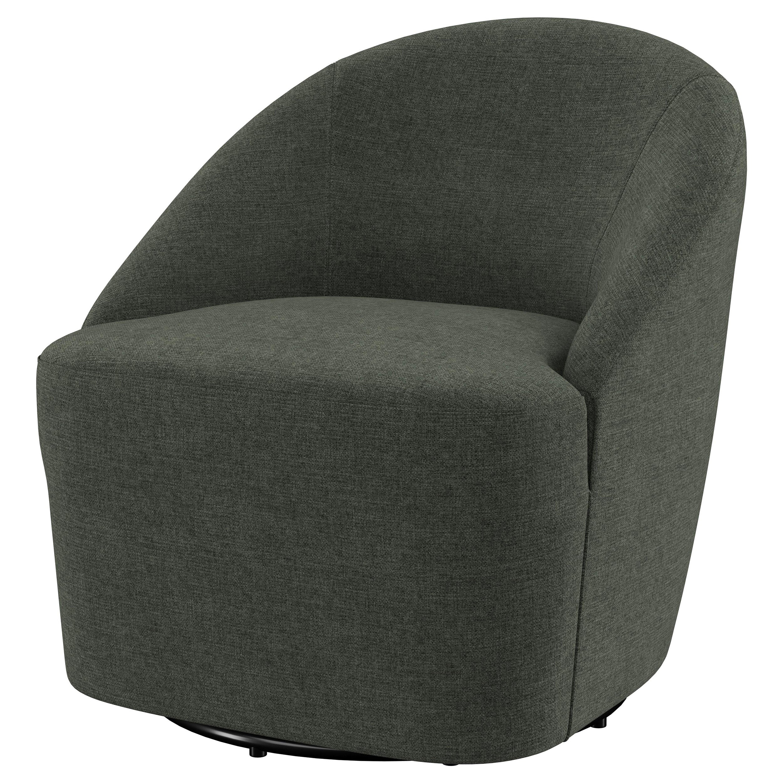 Leon Upholstered Barrel Accent Swivel Chair - Hunter Green - Image 4