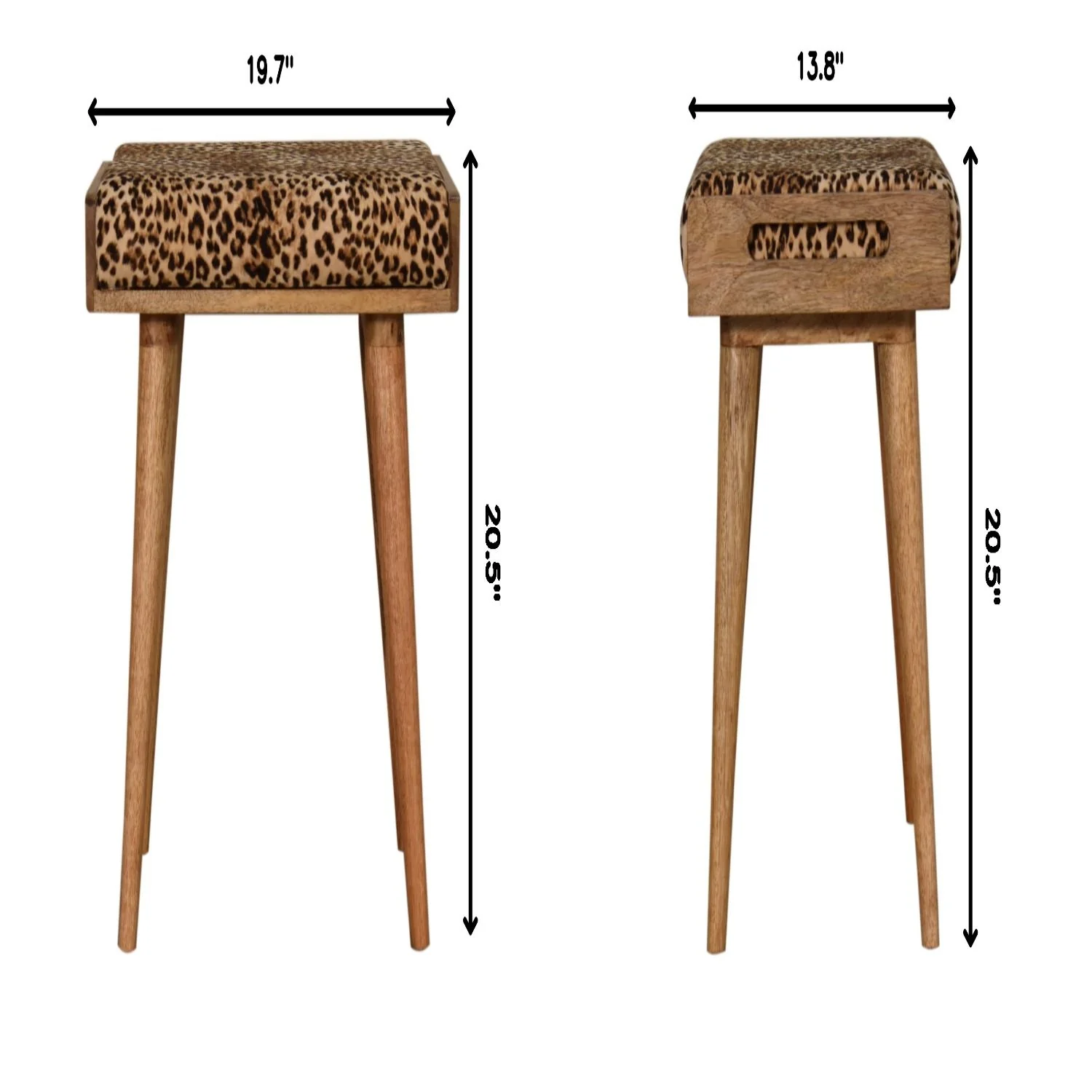 Leopard Tray Style Footstool - Brown Oak - Image 4