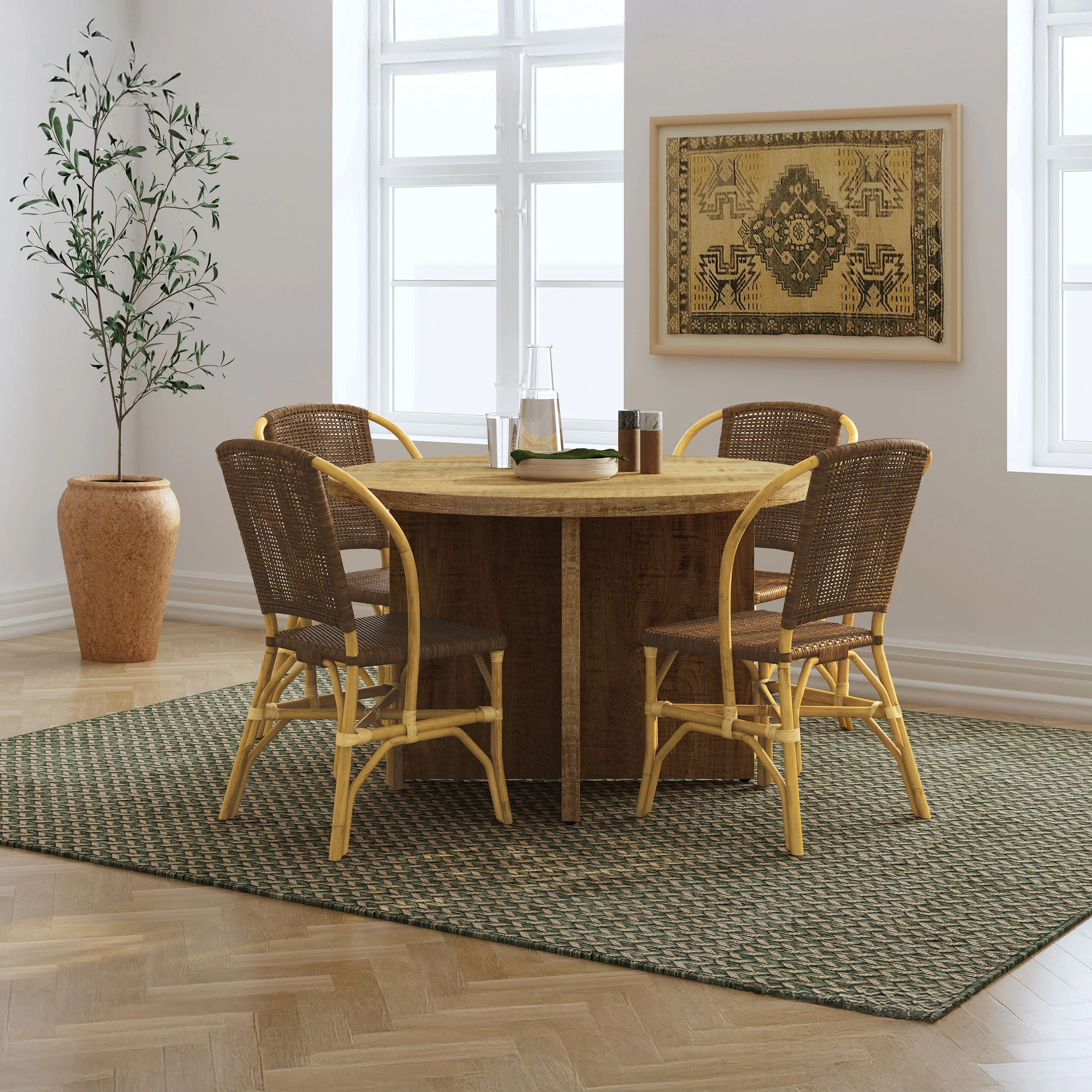 Lexley Woven Rattan Dining Side Chair Brown (Set of 2) - Image 11