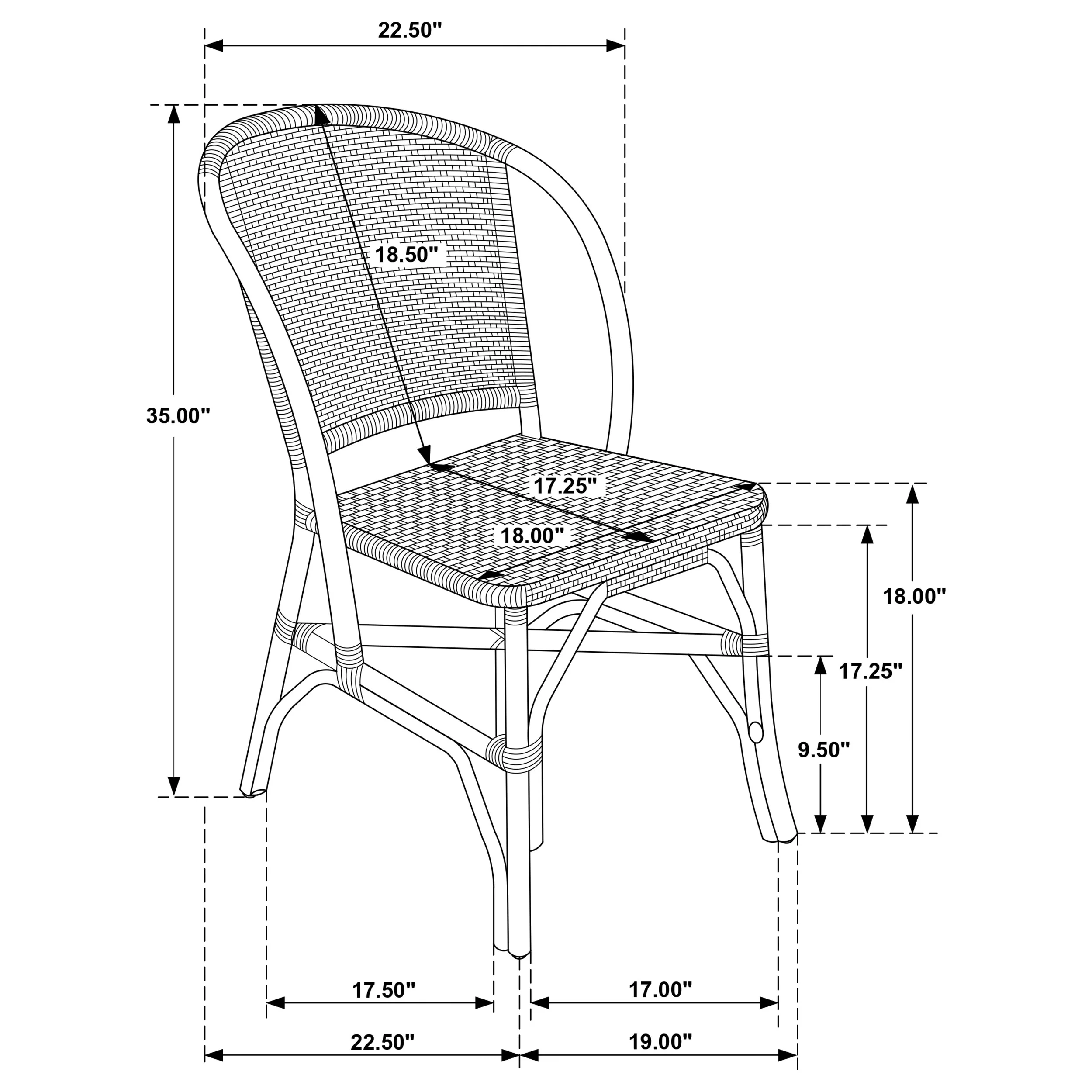 Lexley Woven Rattan Dining Side Chair Brown (Set of 2) - Image 8