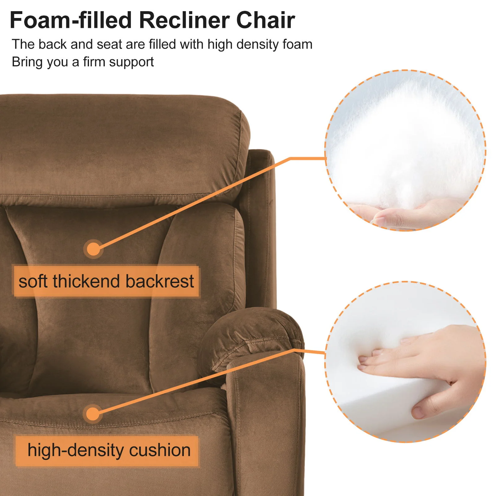 Lift Chair Recliner Power Remote Control Recliner Sofa Relax Soft Chair Anti - Skid Australia Cashmere Fabric Furniture Living Room - Brown - Image 7