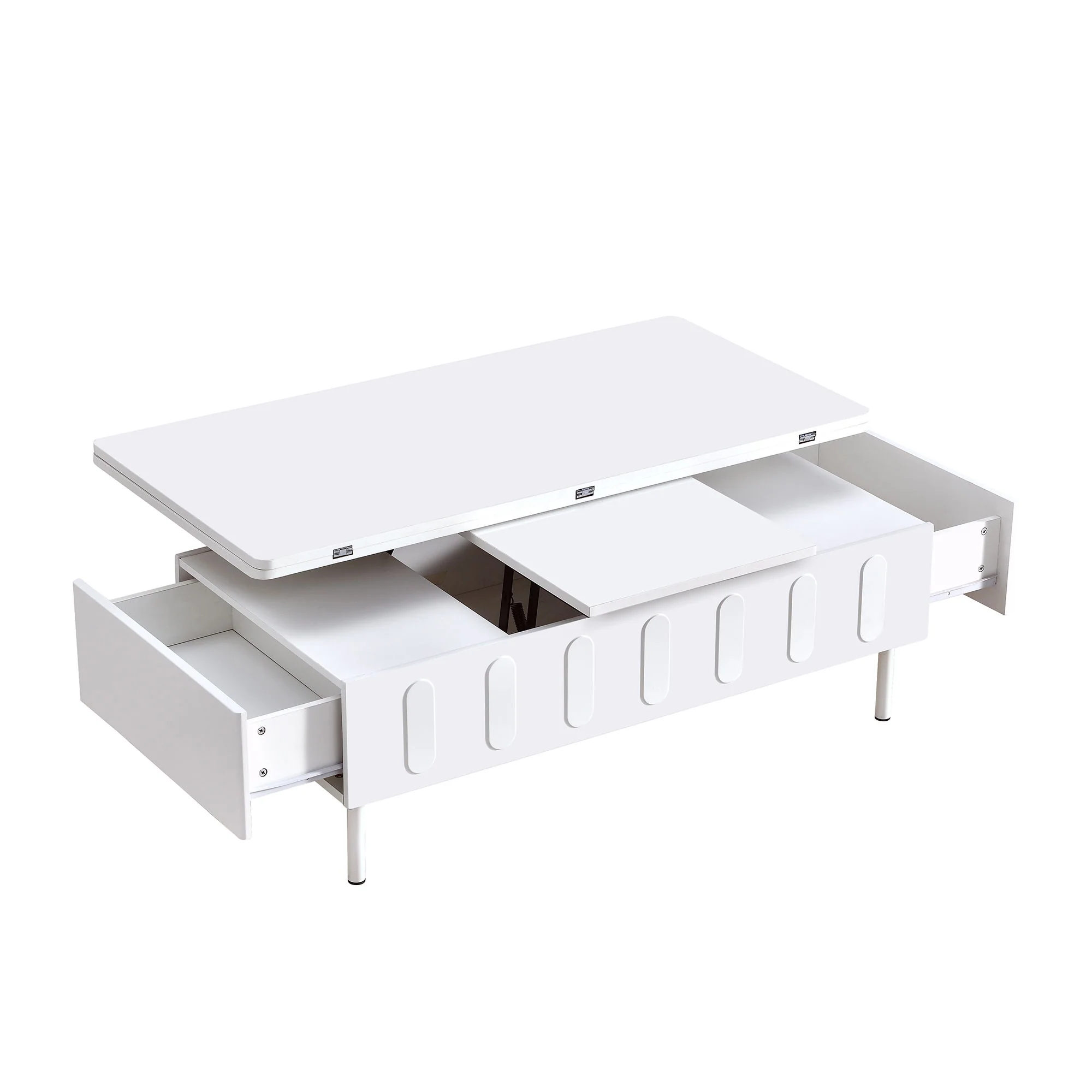 Lift Top Coffee Table With 2 Drawers With Hidden Storage Compartment For Living Room